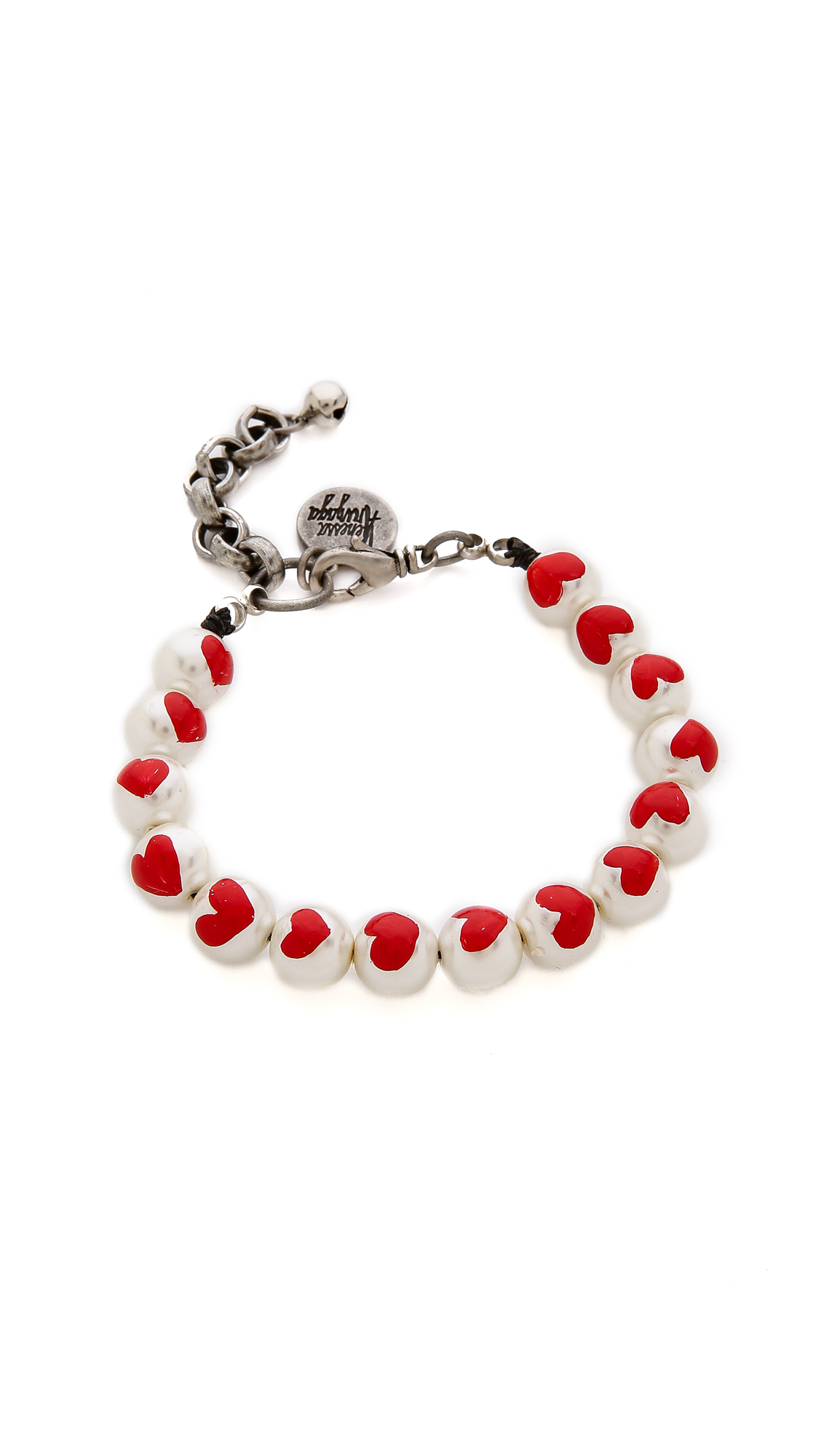 Lyst Venessa Arizaga Te Amo Imitation Pearl Bracelet Red In Gallery
