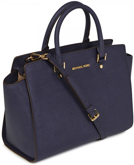 Michael Kors Selma Saffiano Leather Tote in Blue (navy) | Lyst