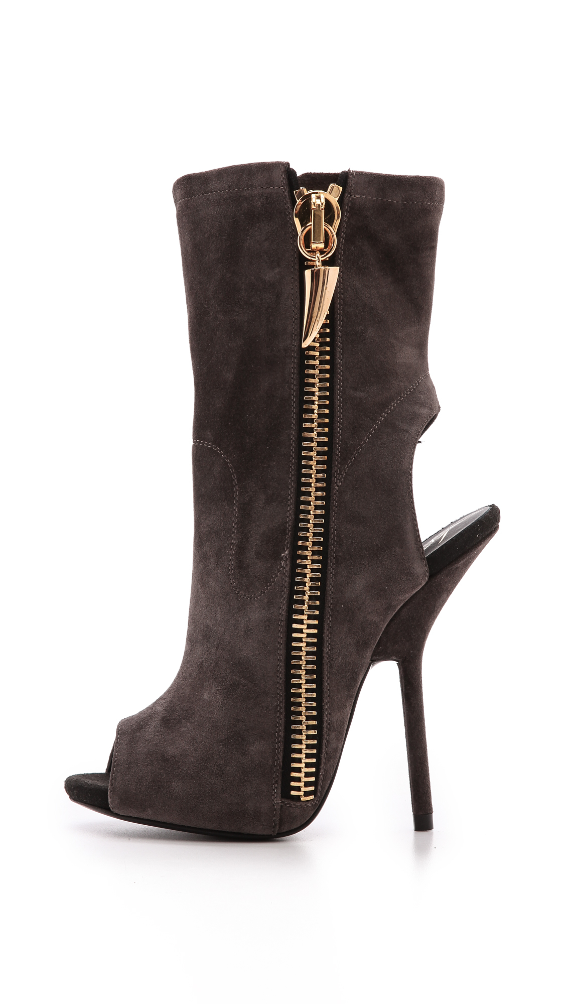gray peep toe booties