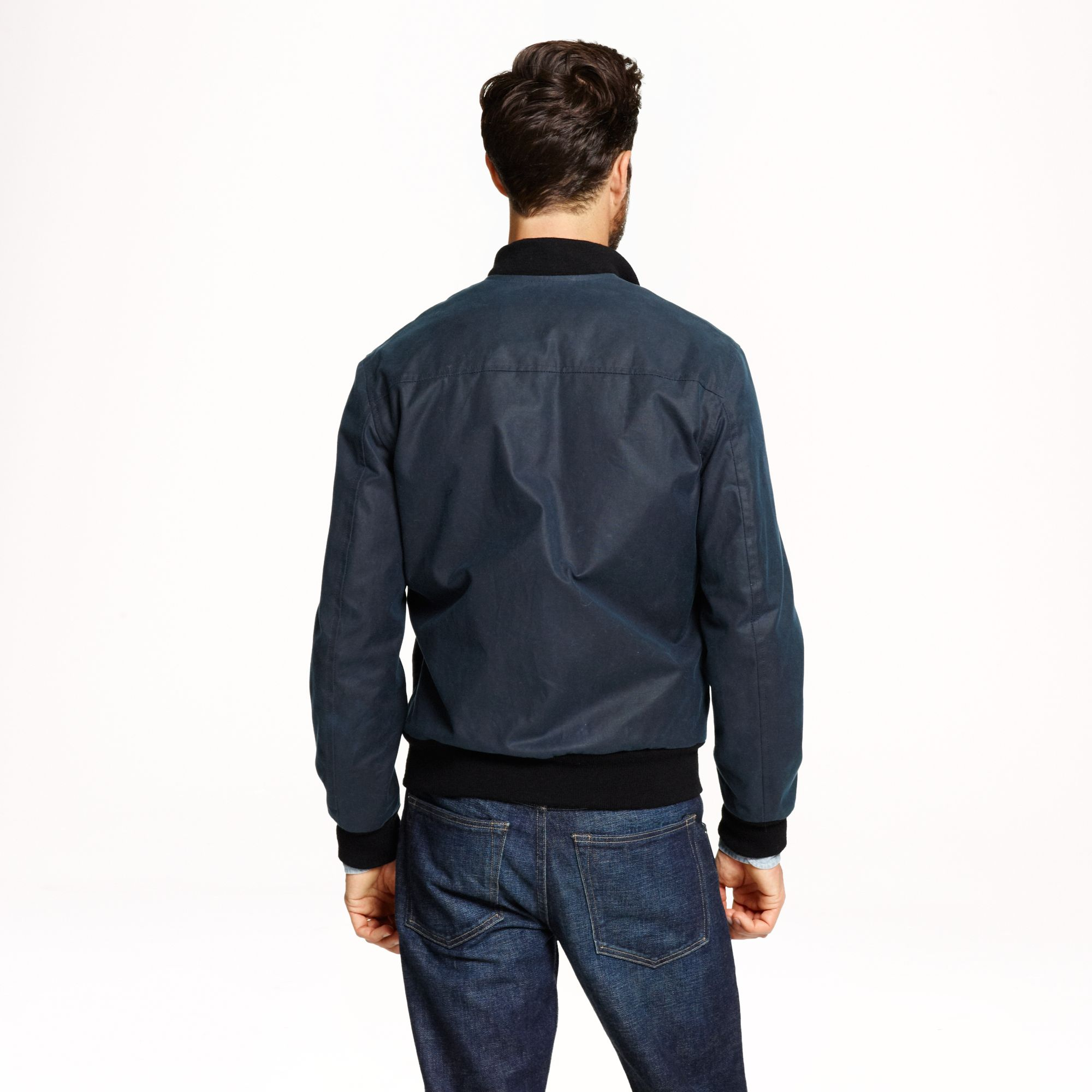 J.crew Private White V.c. Waxed Bomber Jacket in Blue for Men (navy) Lyst