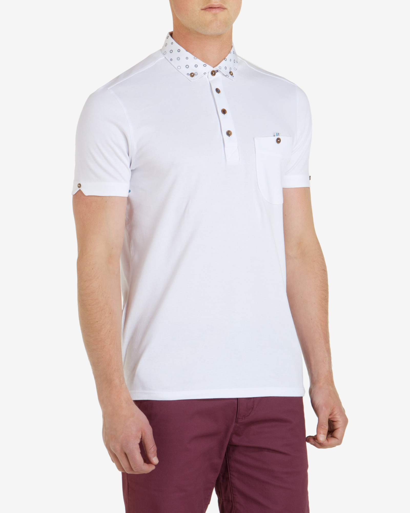 Ted baker Woven Collar Polo Shirt in White for Men Lyst