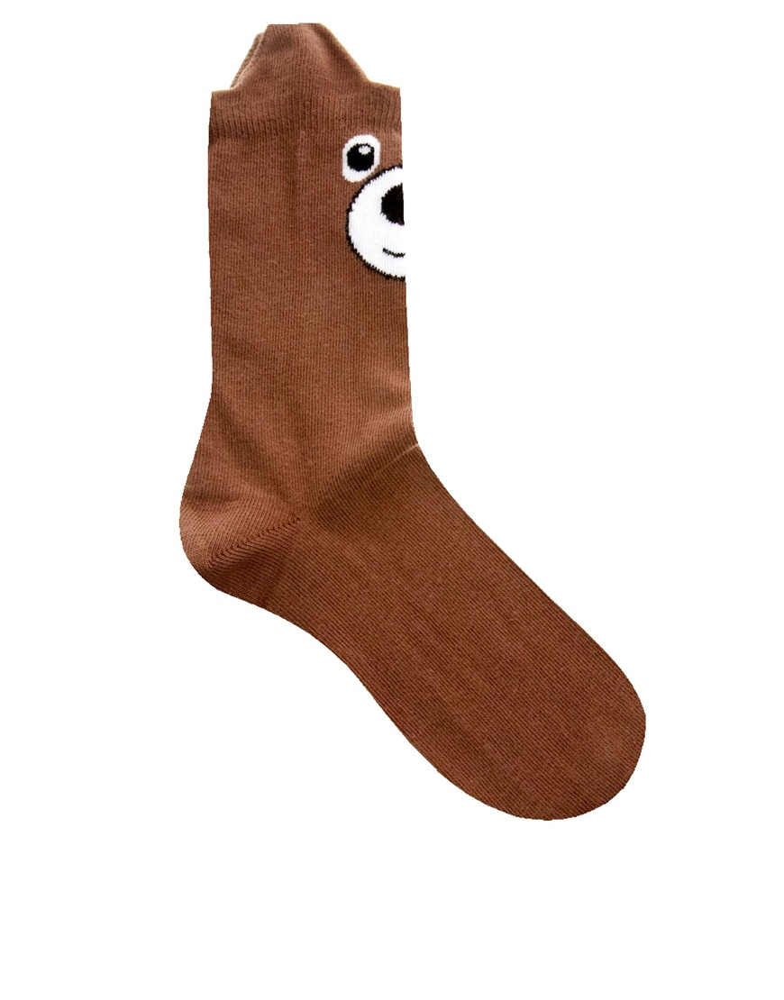 Lyst - ASOS Bear 3d Ears Ankle Socks in Brown