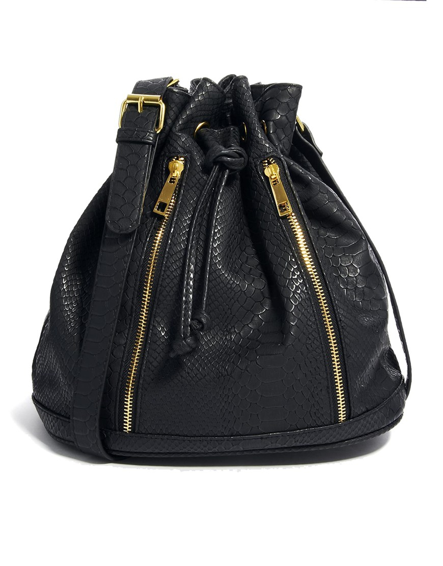 Lyst Asos Duffle Bag in Snake with Front Zips in Black