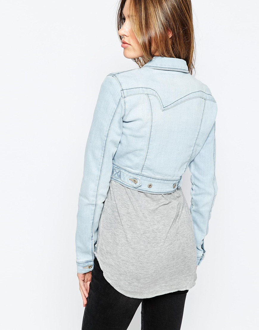Only Cropped Denim Jacket in Blue | Lyst