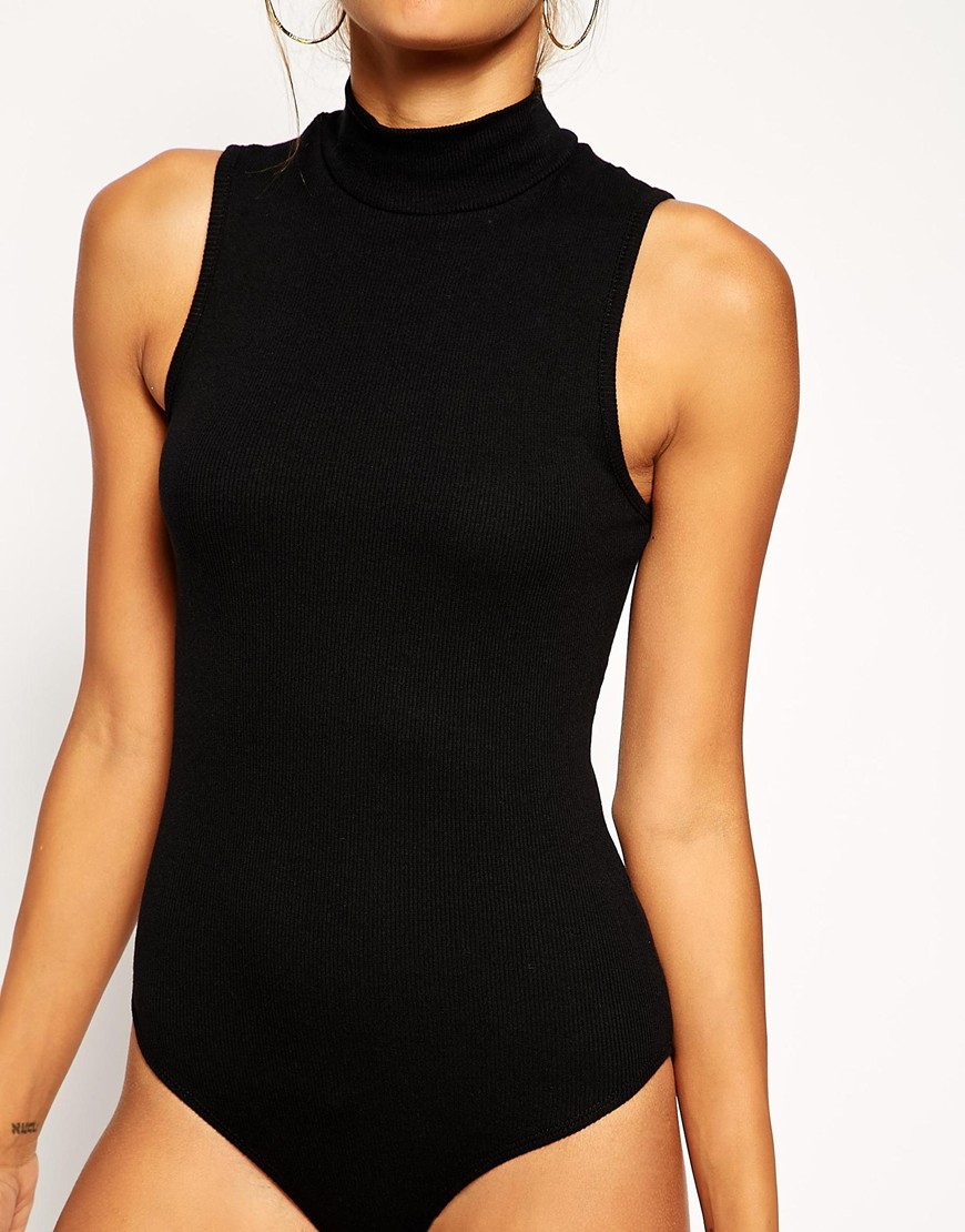 Asos The Turtle Neck Body In Rib In White Lyst 2985