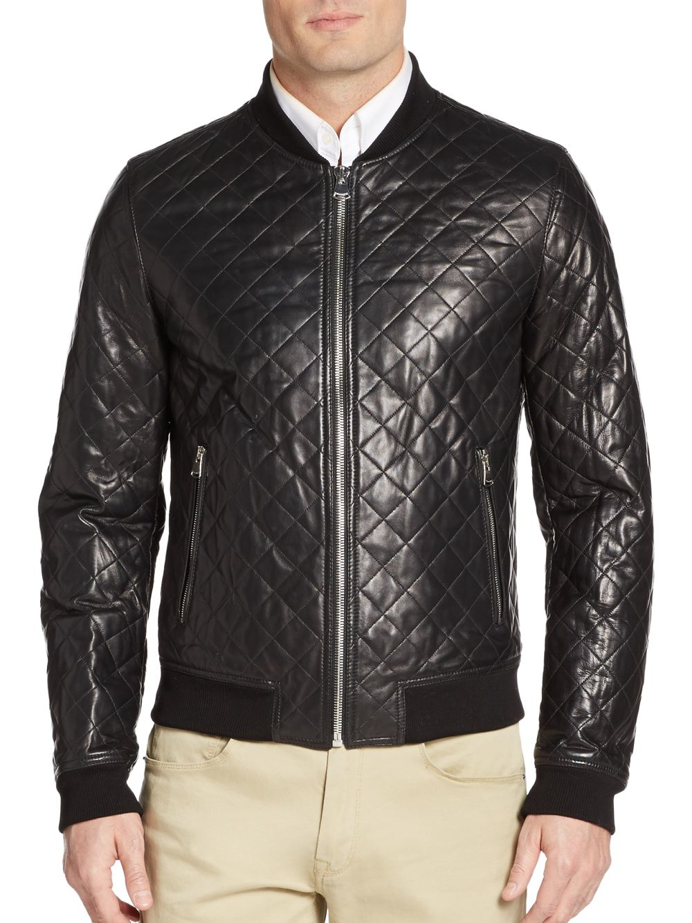 Dolce & Gabbana Leather Quilted Bomber Jacket in Black for Men - Lyst