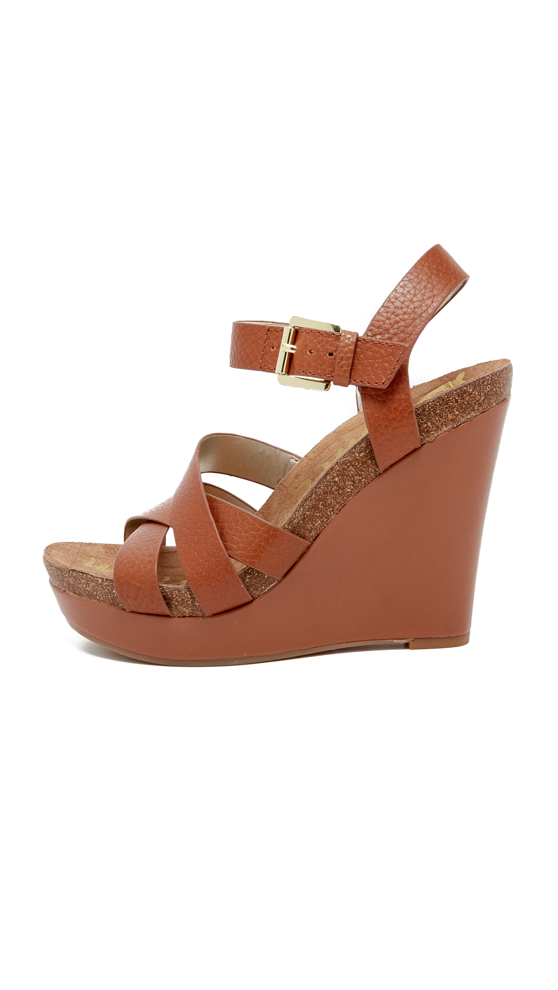 Sam edelman Nelson Wedge Sandals in Brown | Lyst