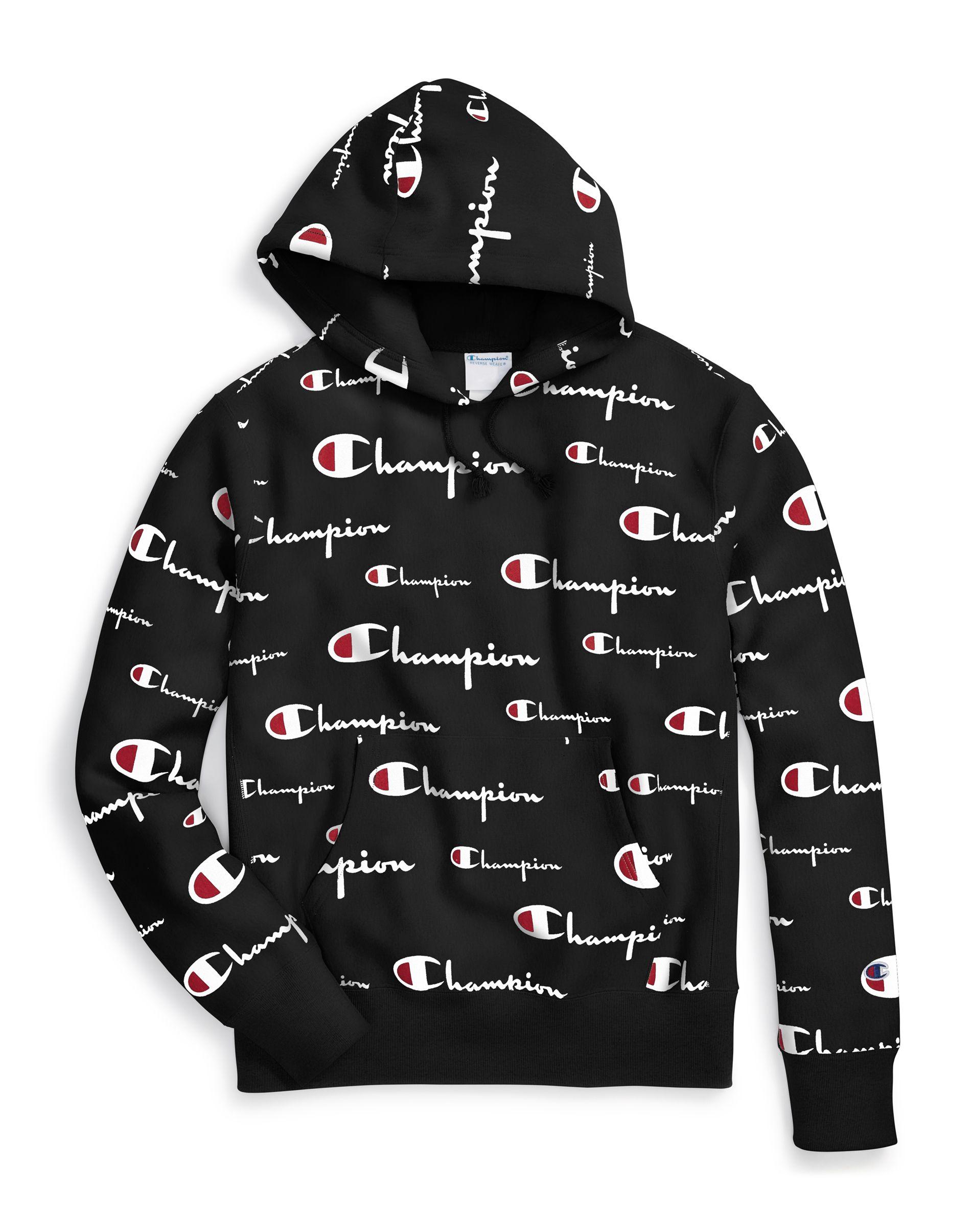 Champion Fleece All Over Logo Mens Hoodie in Black for Men - Save 1% - Lyst