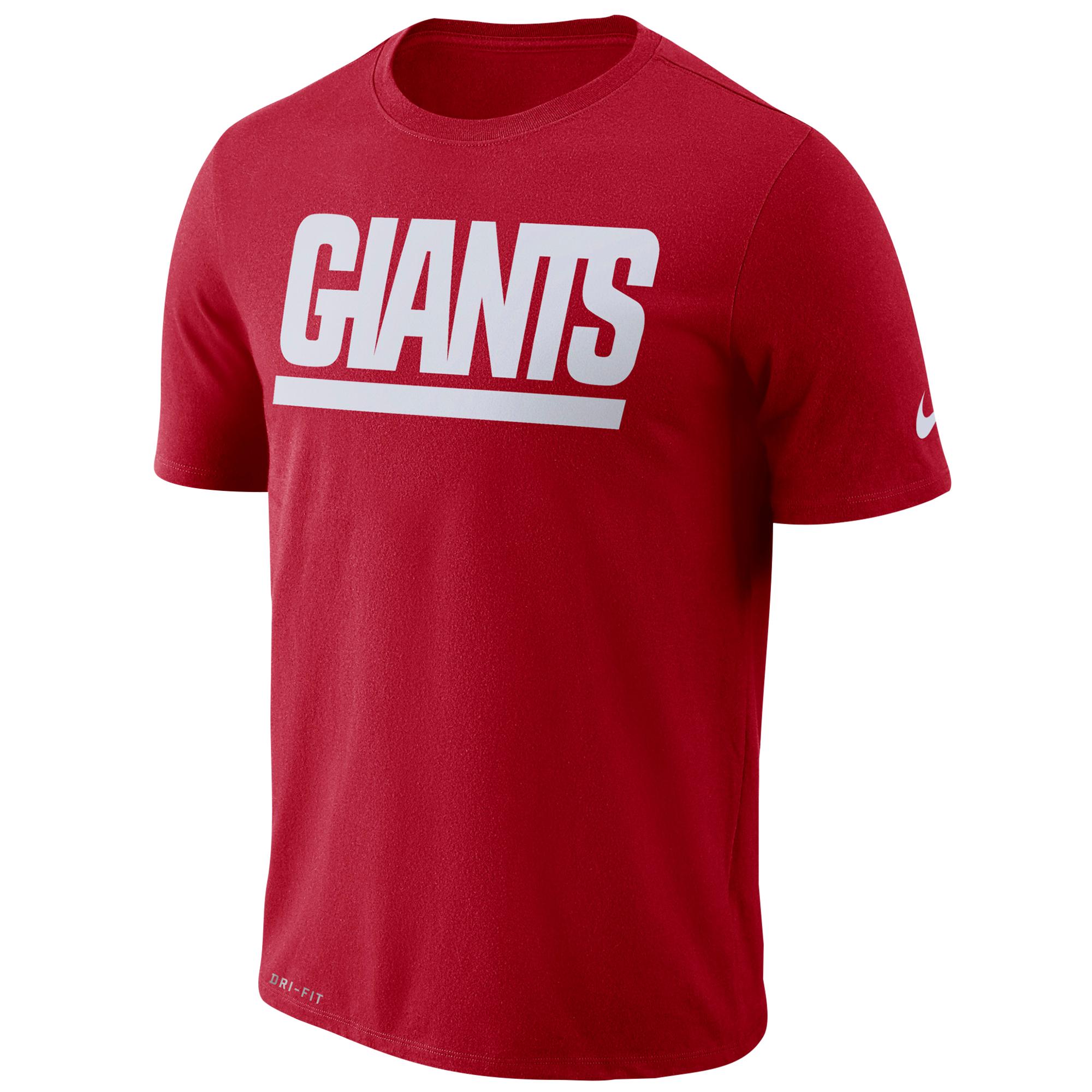 Nike New York Giants Nfl Df Cotton Wordmark Essential T-shirt in Red ...