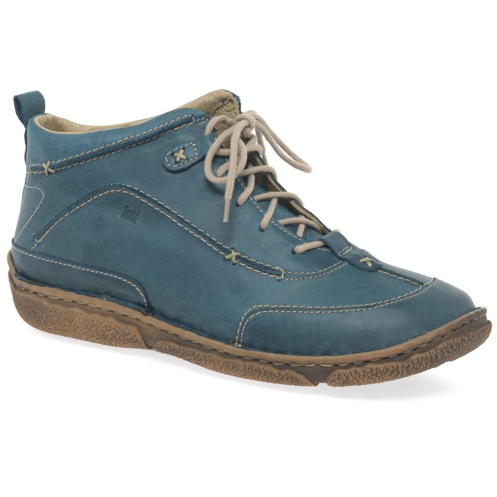 women's blue leather ankle boots