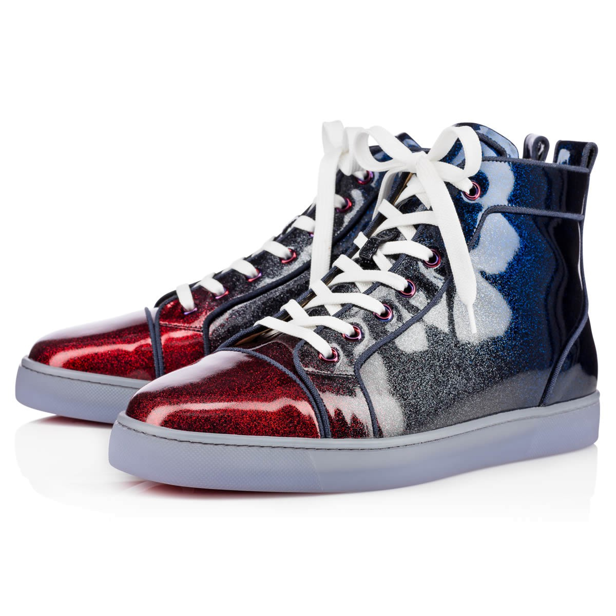 Christian louboutin Louis Orlato Patent Leather High-Top Sneakers in Red for Men | Lyst