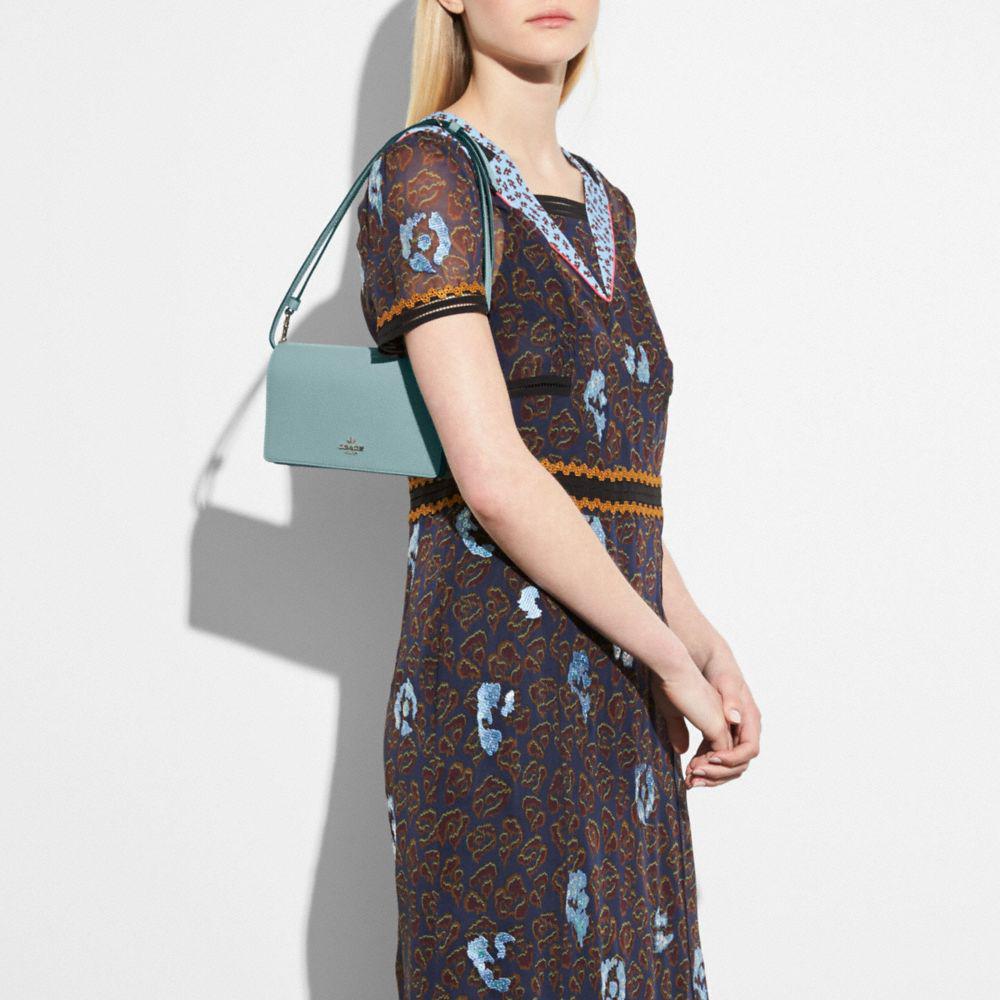 Coach Pebbled Leather Foldover Clutch Crossbody Bag