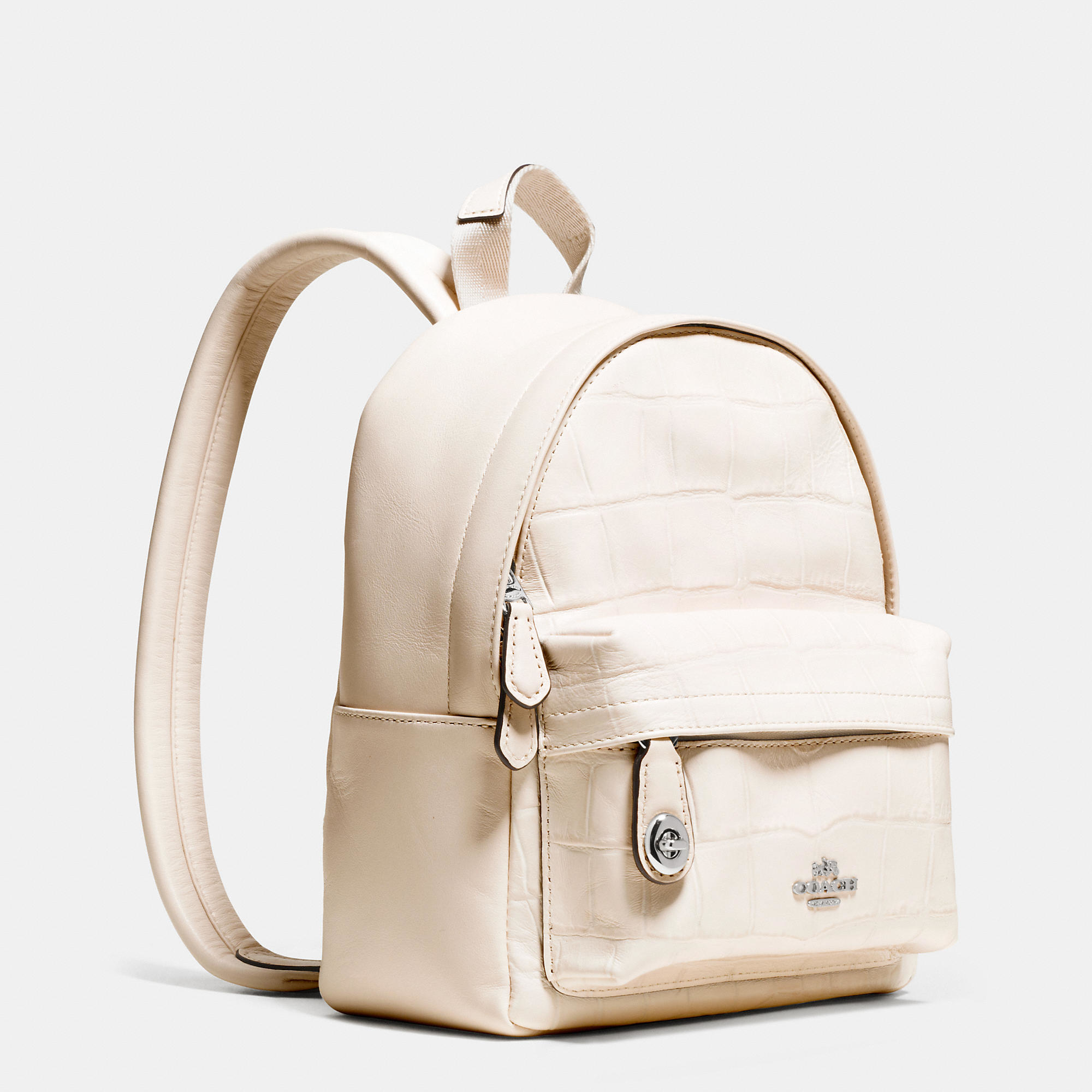 Lyst - Coach Mini Campus Backpack In Croc Embossed Leather in White