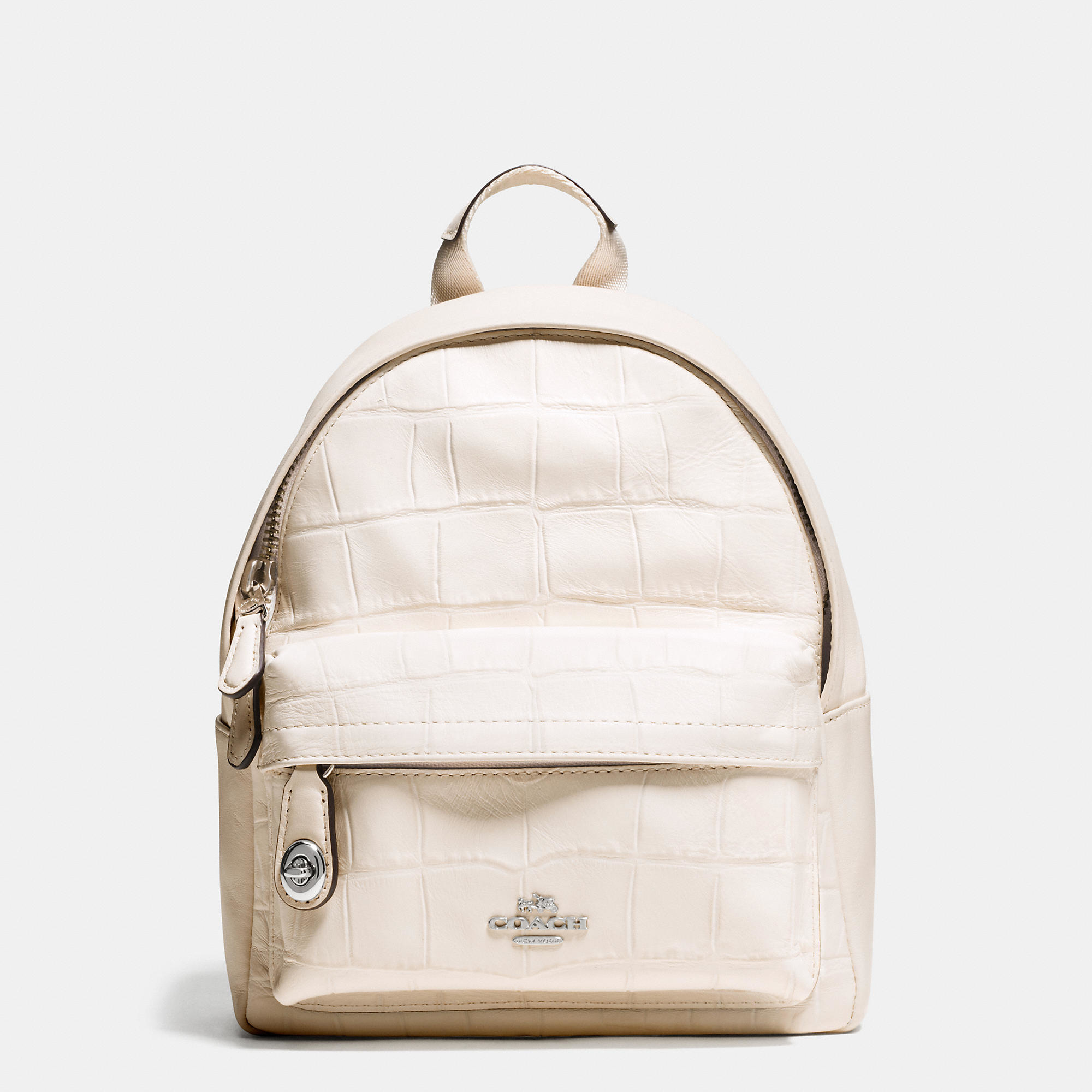 Coach Mini Campus Backpack In Croc Embossed Leather in White | Lyst