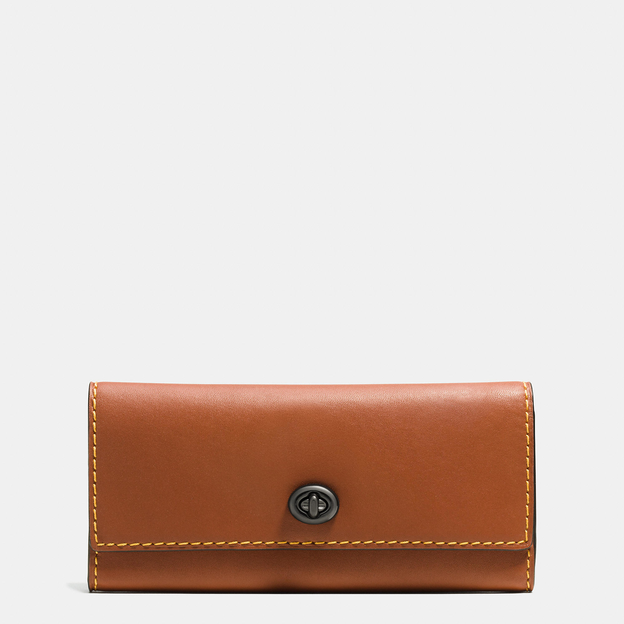 Lyst - Coach Turnlock Wallet In Glovetanned Leather in Brown