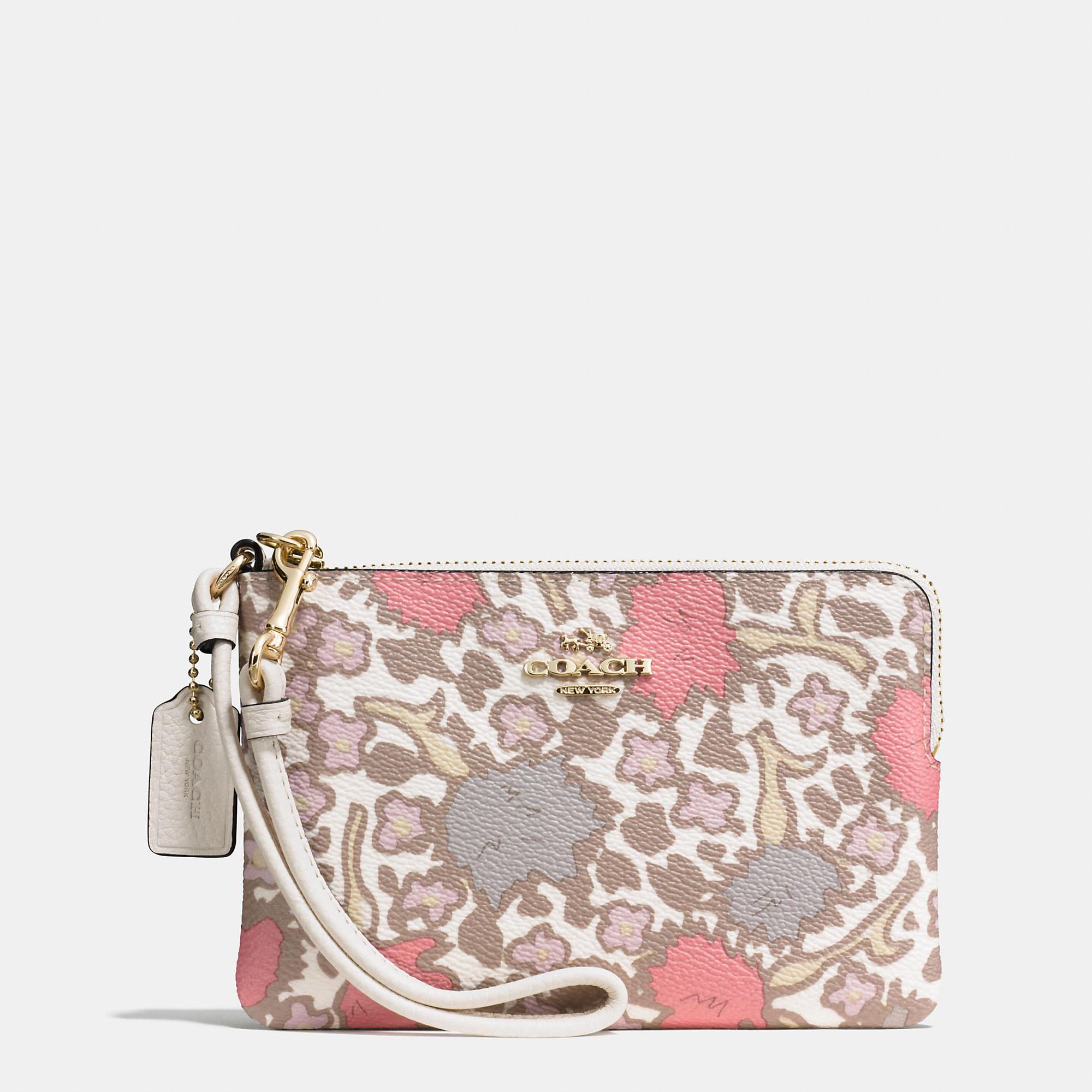 Coach Small Wristlet In Yankee Floral Print Coated Canvas Lyst