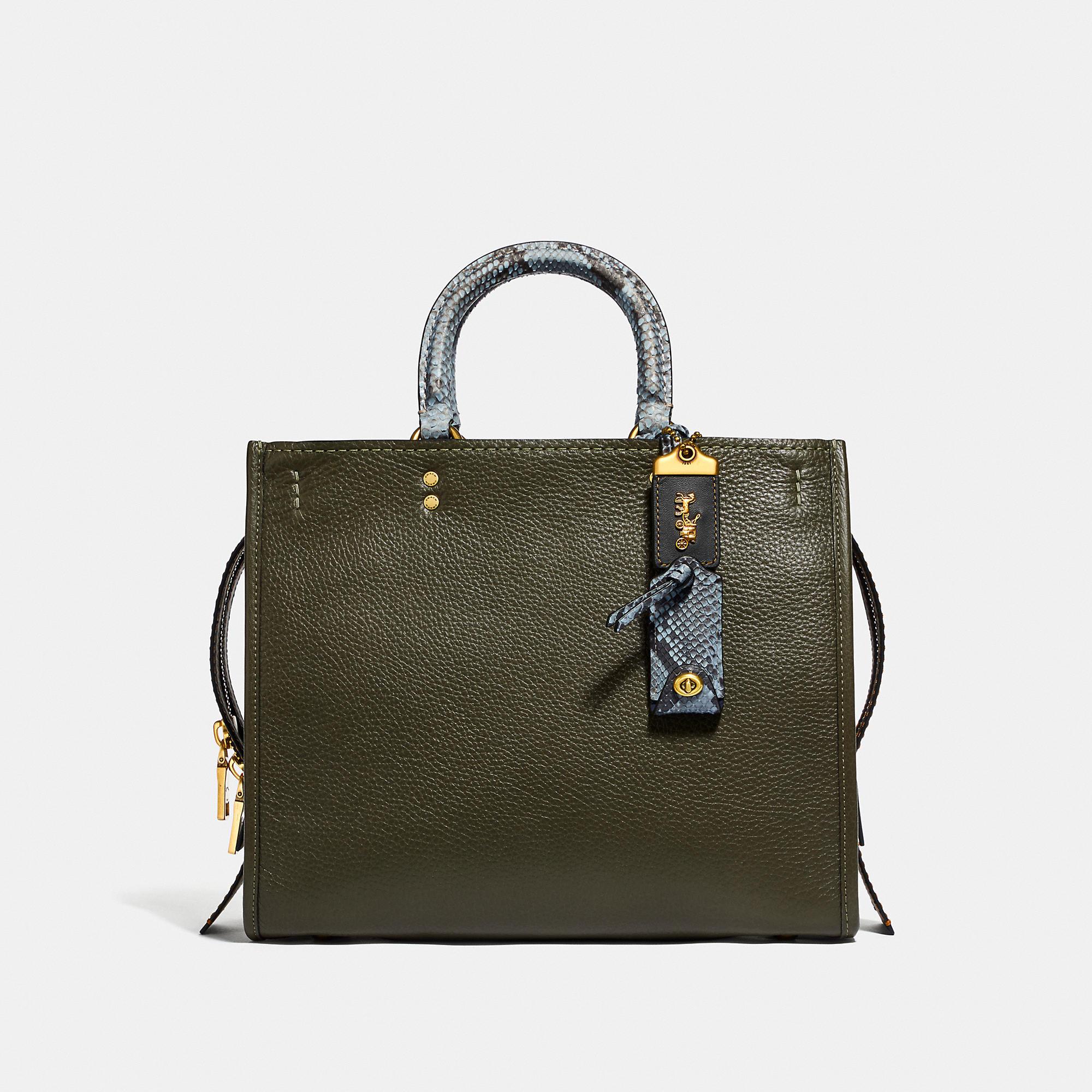 COACH Rogue In Colorblock With Snakeskin Detail in Green - Lyst