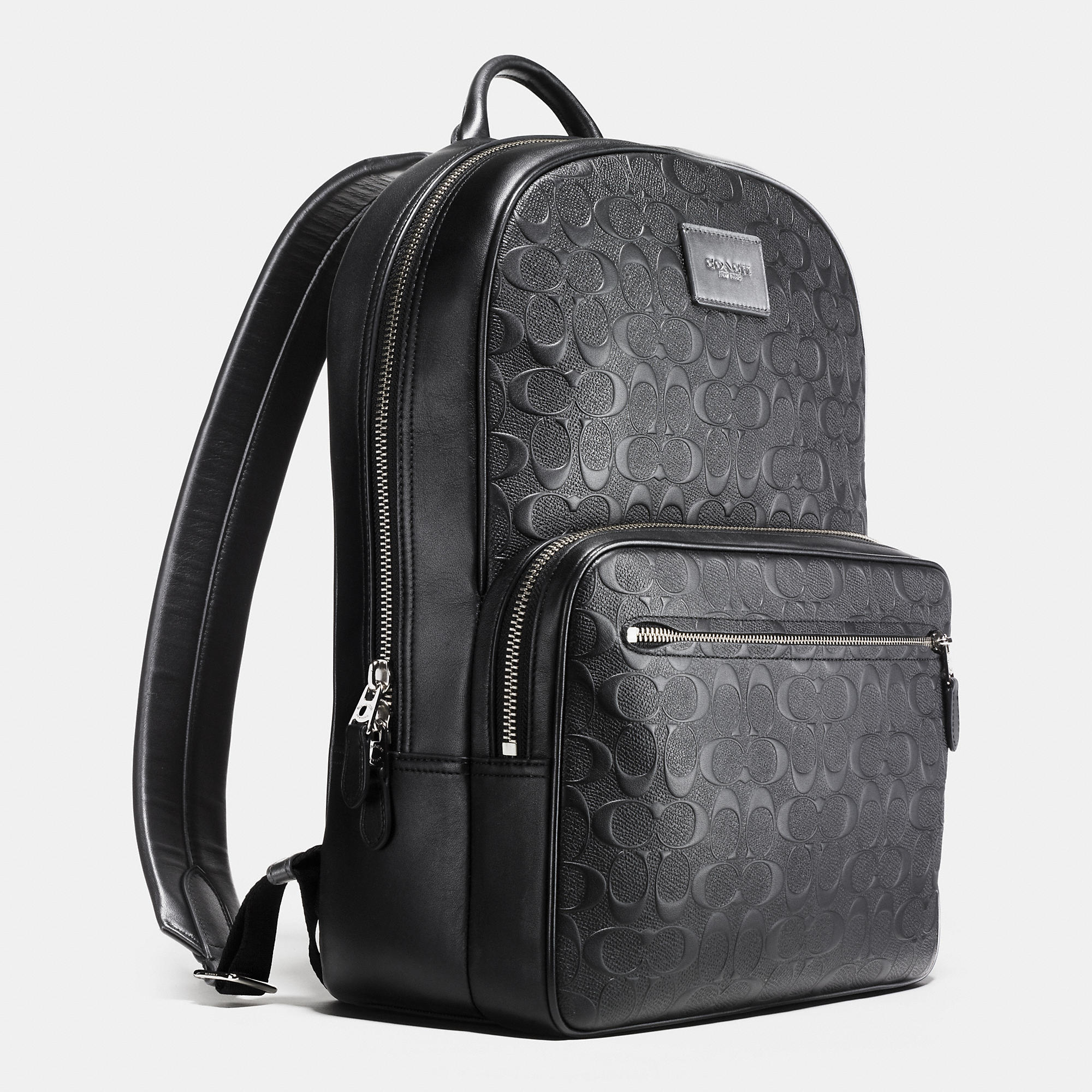 Men's Black Leather Backpack With Signature Stripe Straps | semashow.com