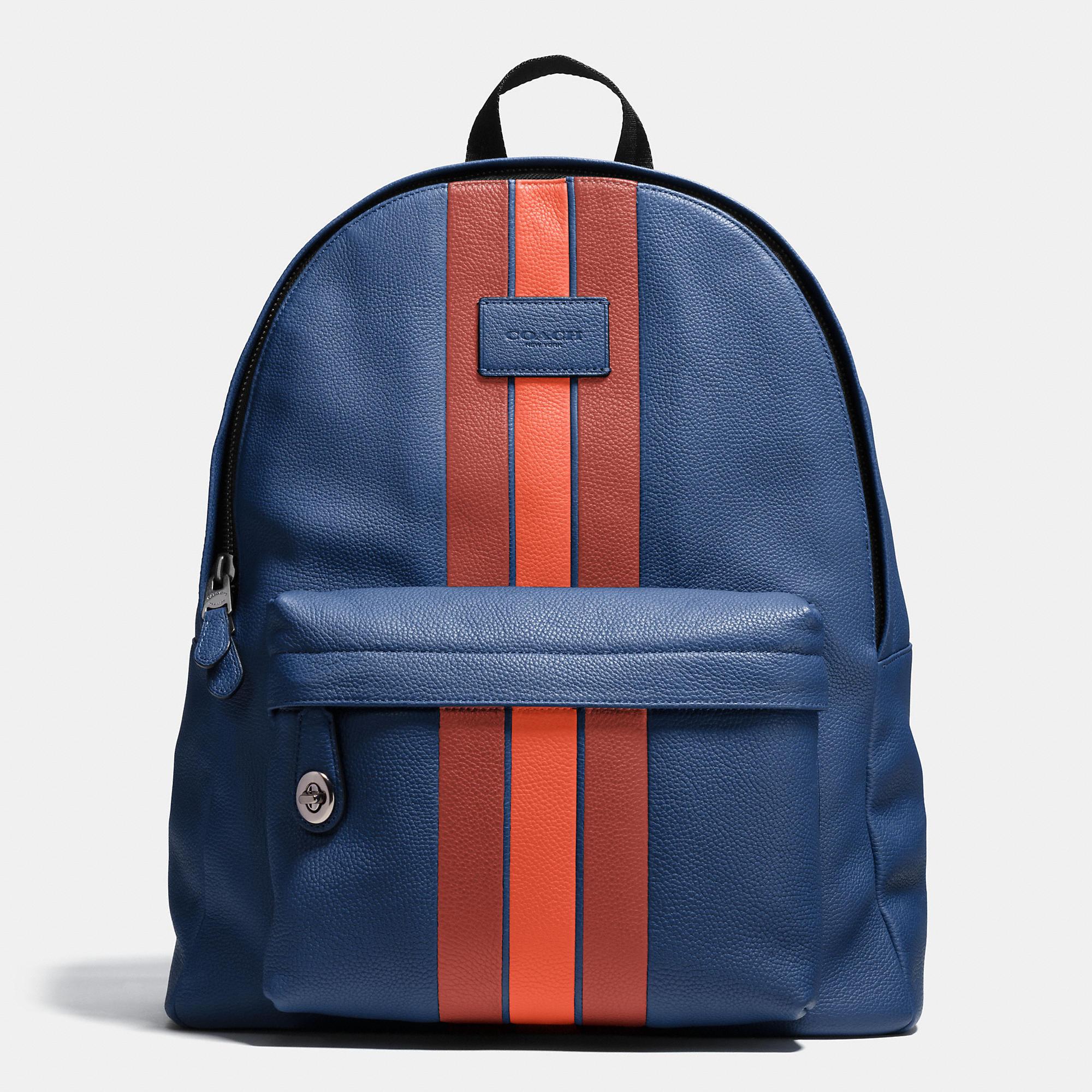 Lyst - COACH Campus Backpack In Pebble Leather With Varsity Stripe for Men