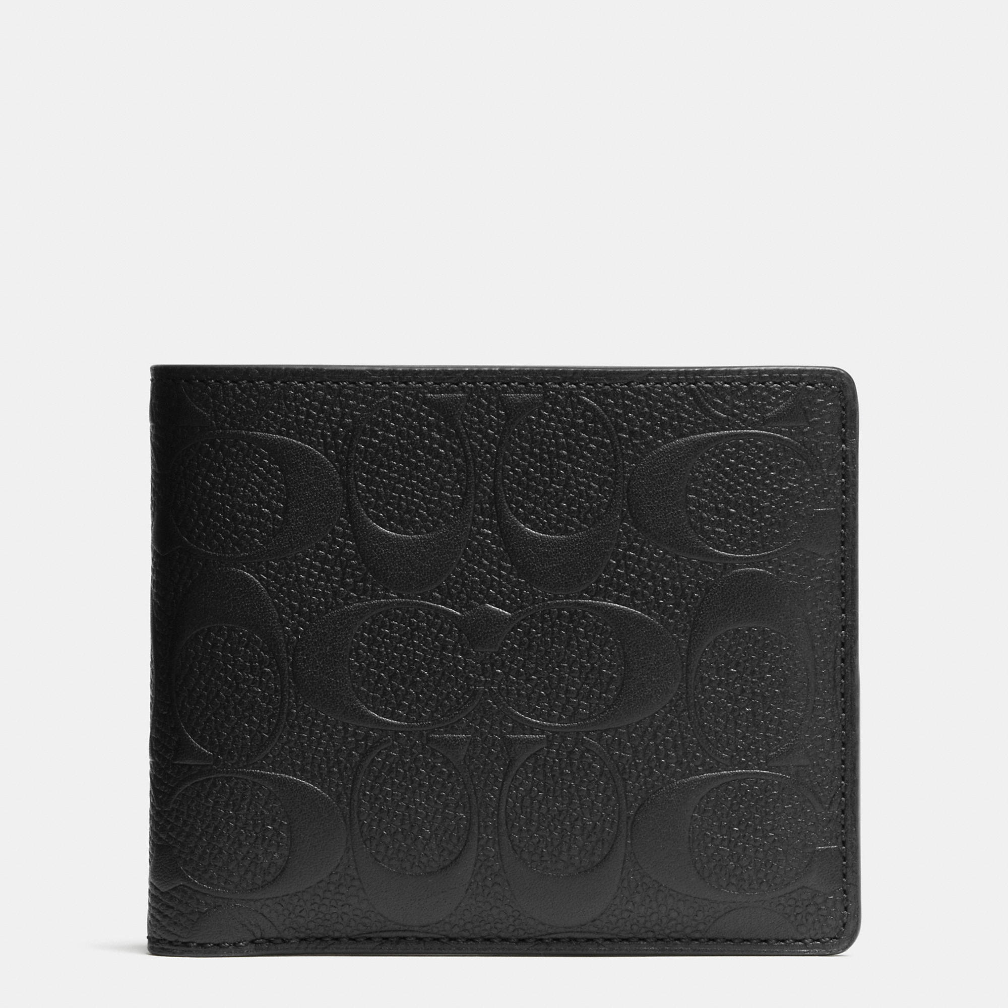 Coach Compact Id Wallet In Signature Crossgrain Leather in Black for