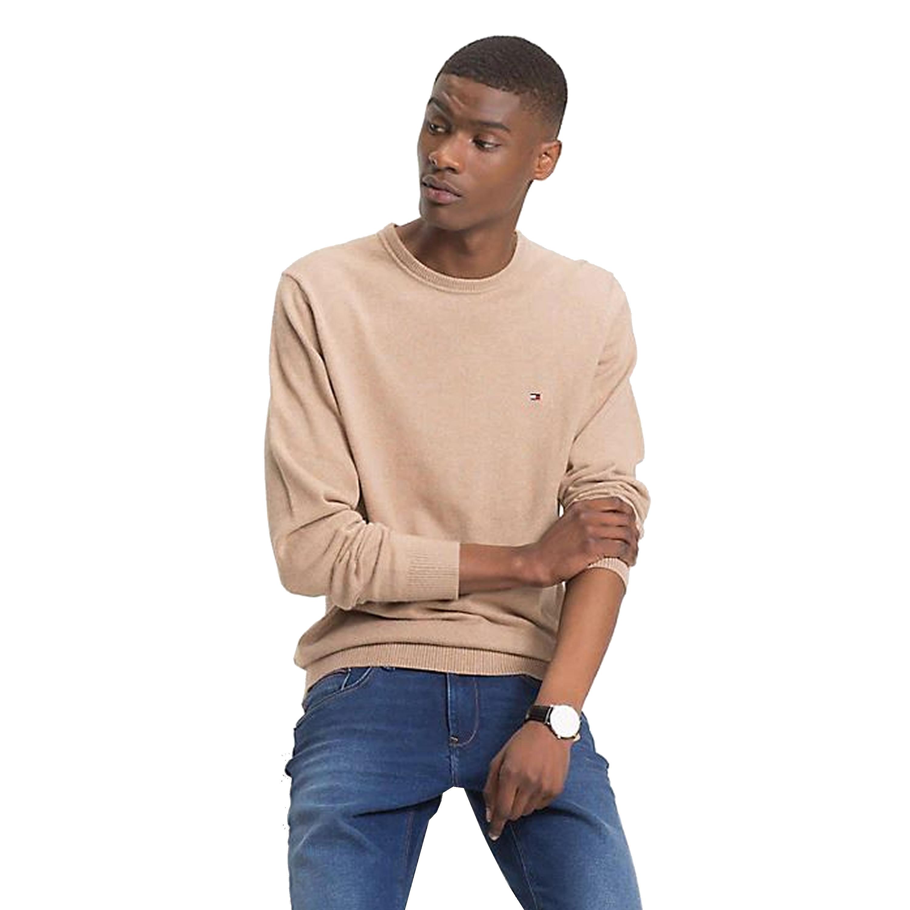Tommy Hilfiger Cotton And Cashmere Crew Neck Sweater in Brown for Men ...