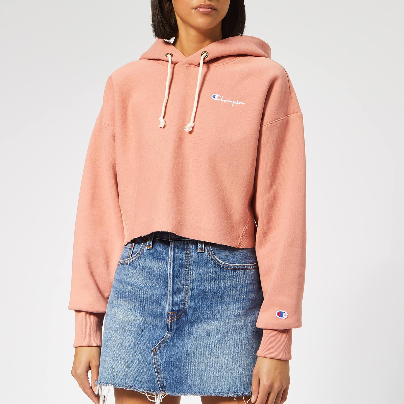 Champion Cropped Hoodie in Pink - Lyst
