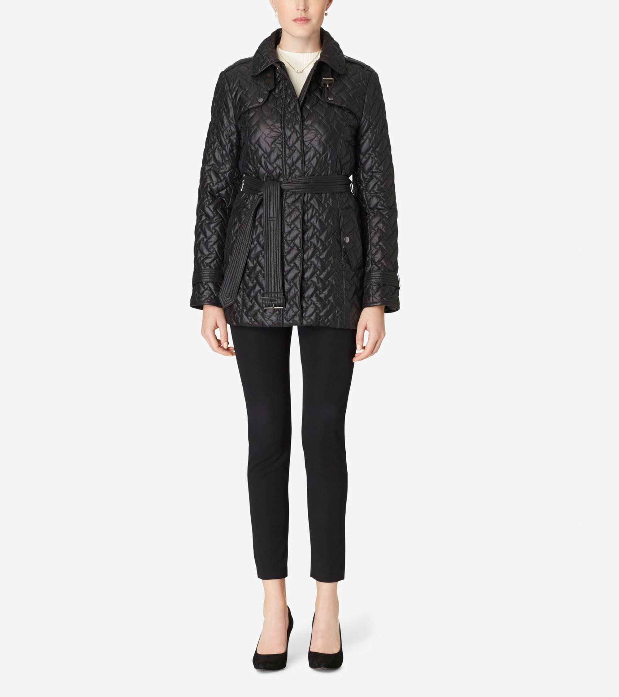 Cole haan single-breasted plaid coat