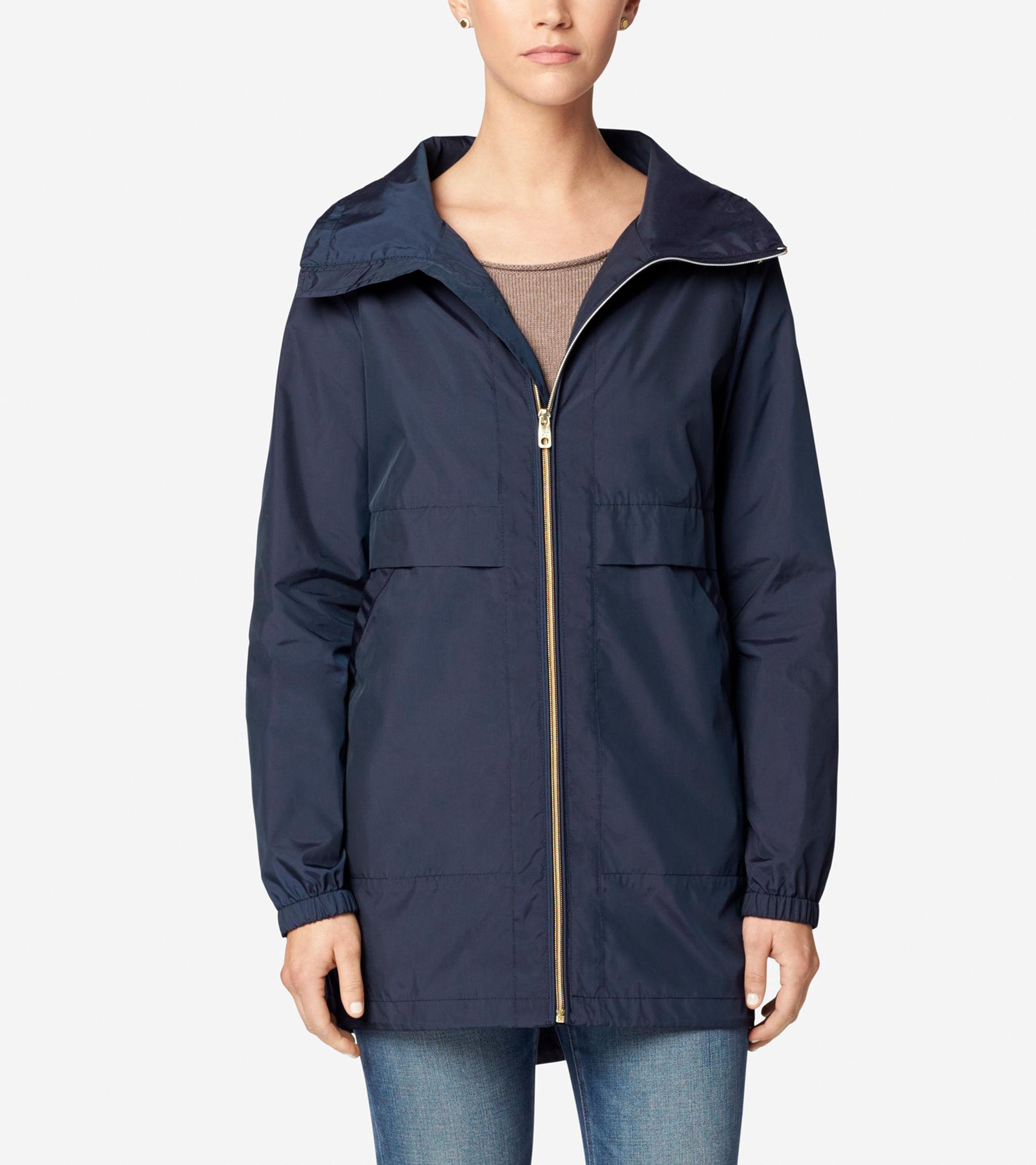Cole haan Sporty Packable Rain Jacket in Blue Lyst