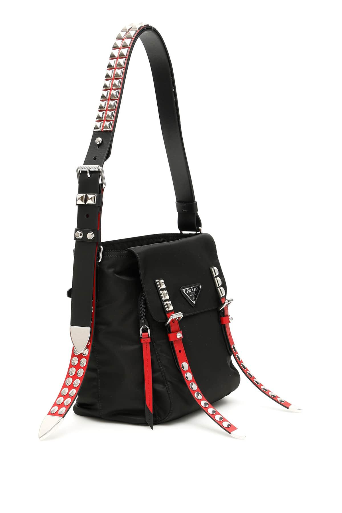 prada small nylon bucket bag