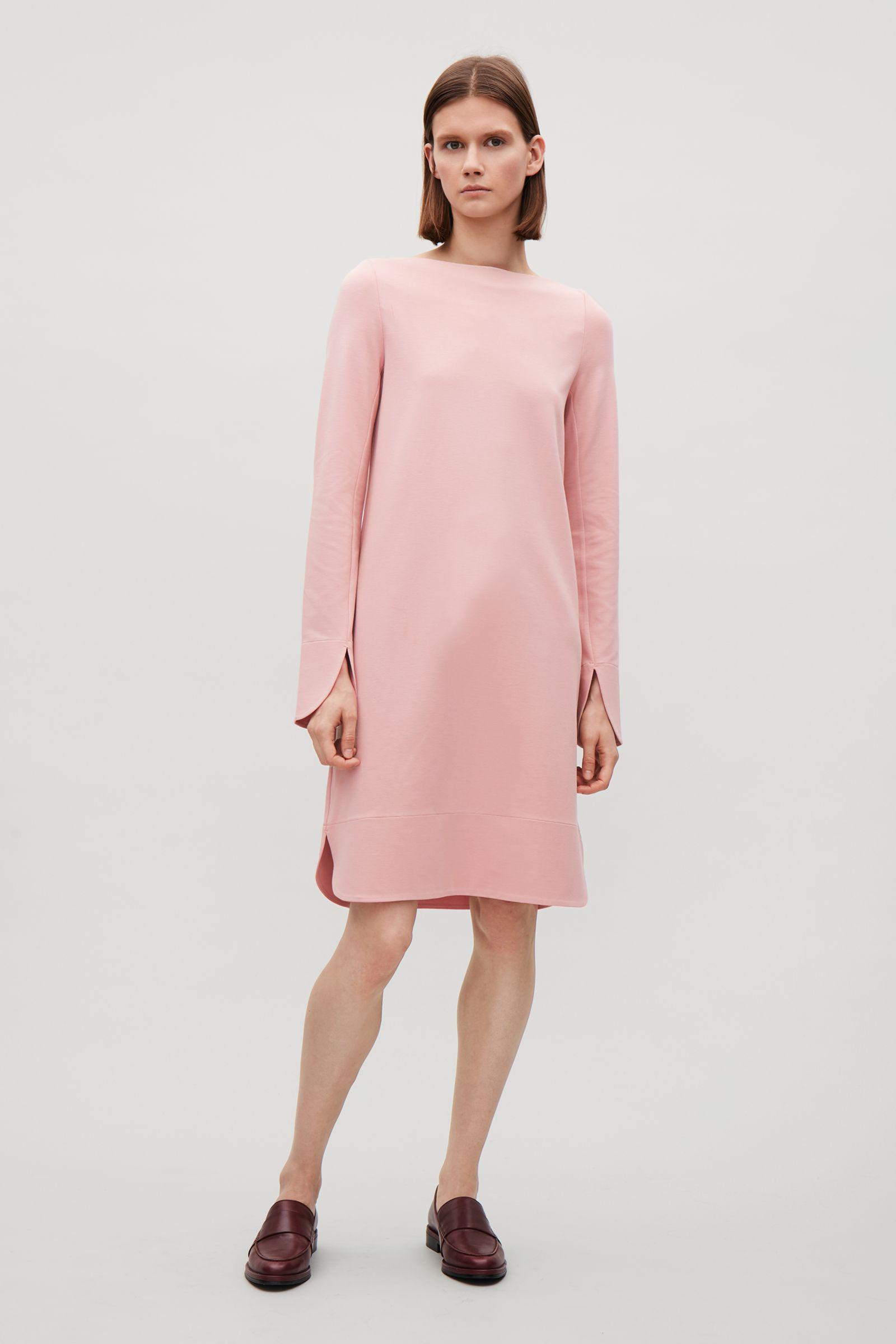 Lyst Cos Jersey Dress With Contrast Detail In Pink Gallery