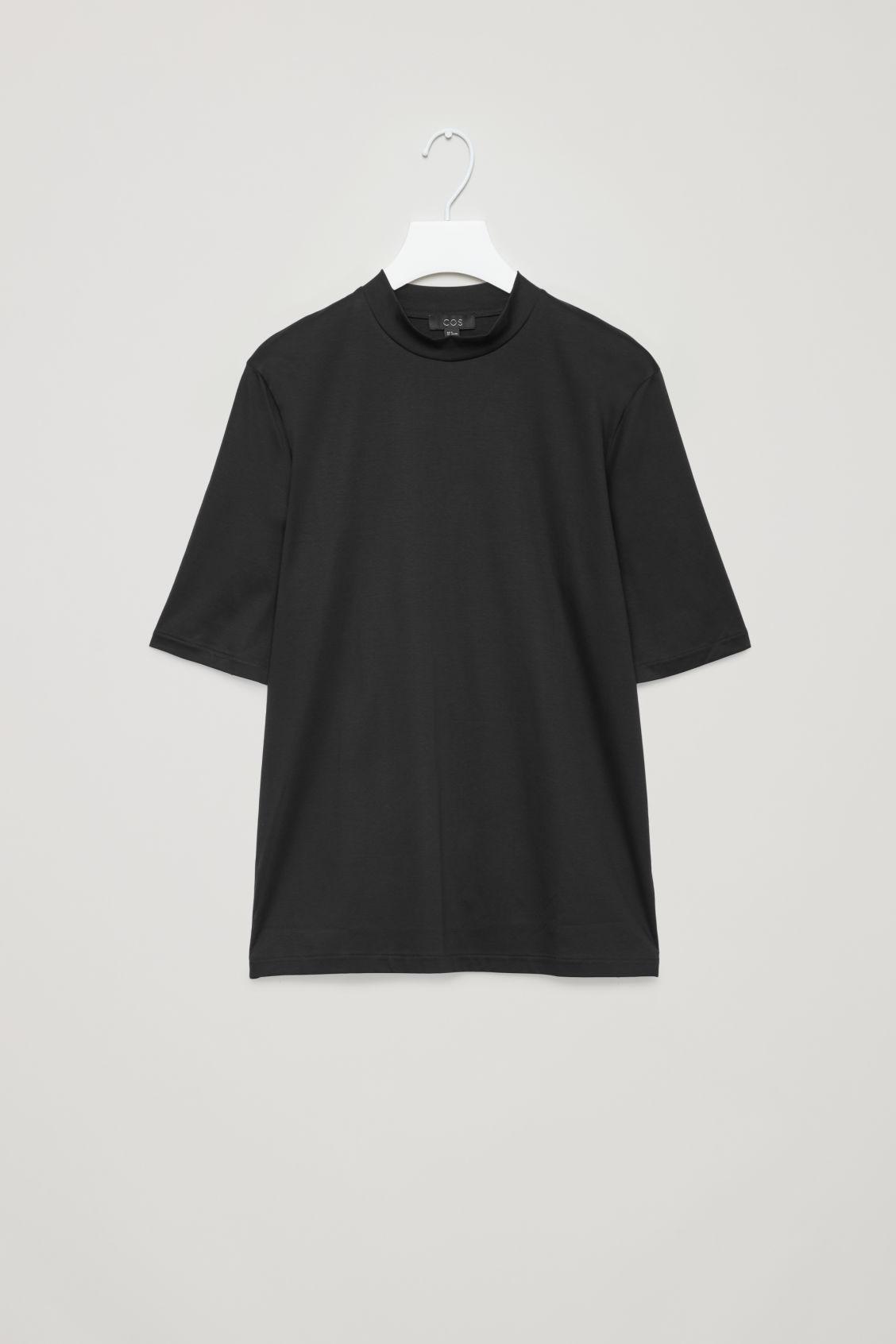 Download COS Mock-neck Cotton T-shirt in Black for Men - Lyst