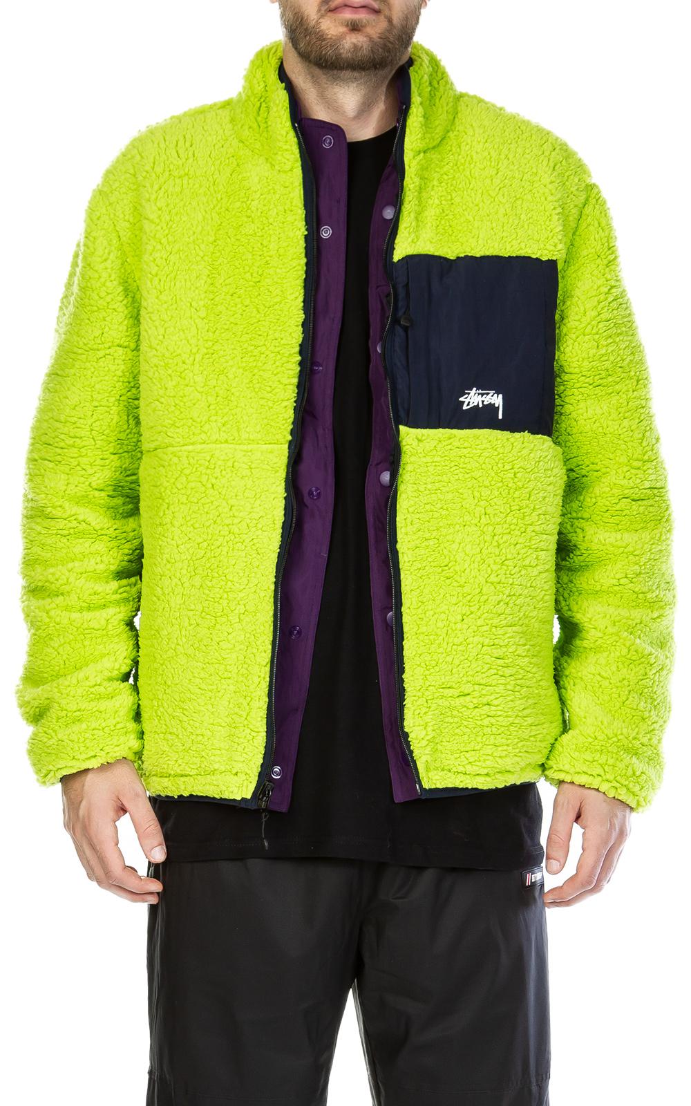 Stussy Reversible Micro Fleece Jacket Lime/purple in Purple for Men Lyst