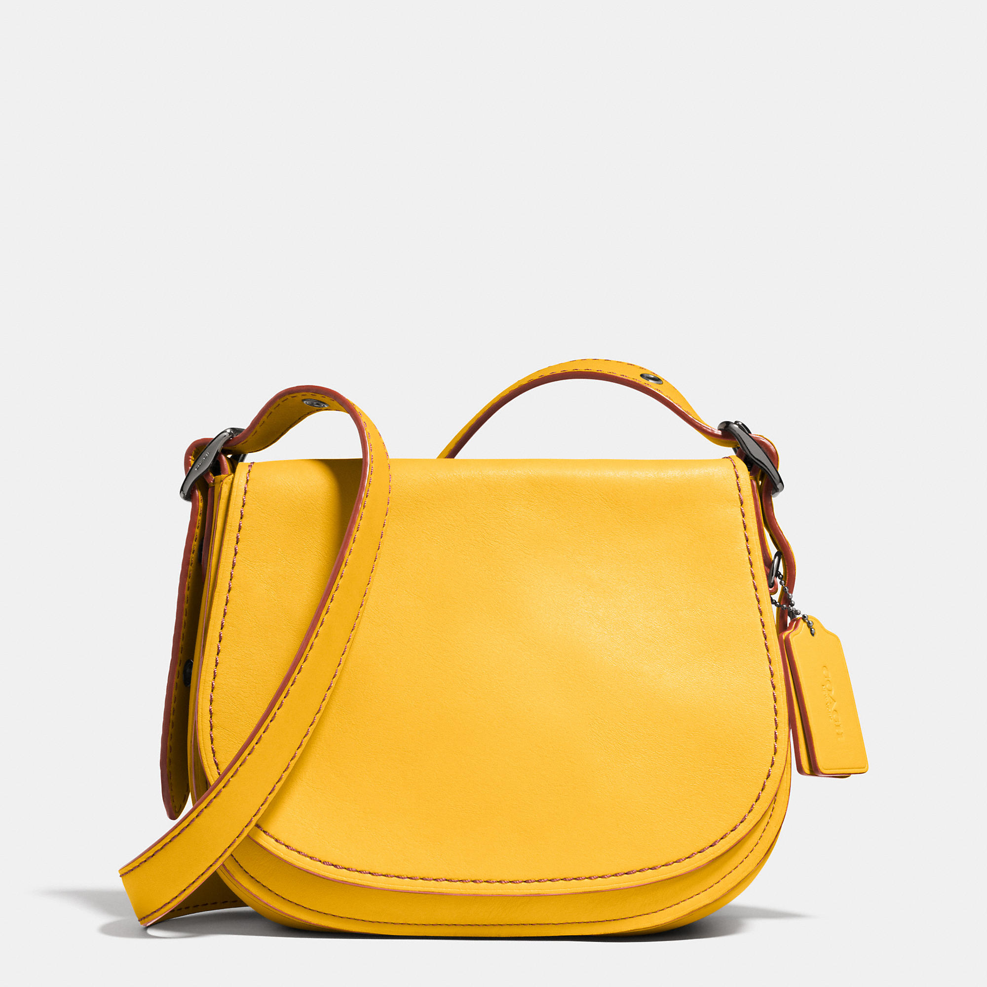Lyst Coach Saddle Bag 23 In Glovetanned Leather Yellow Gallery Women S Saddle Bags