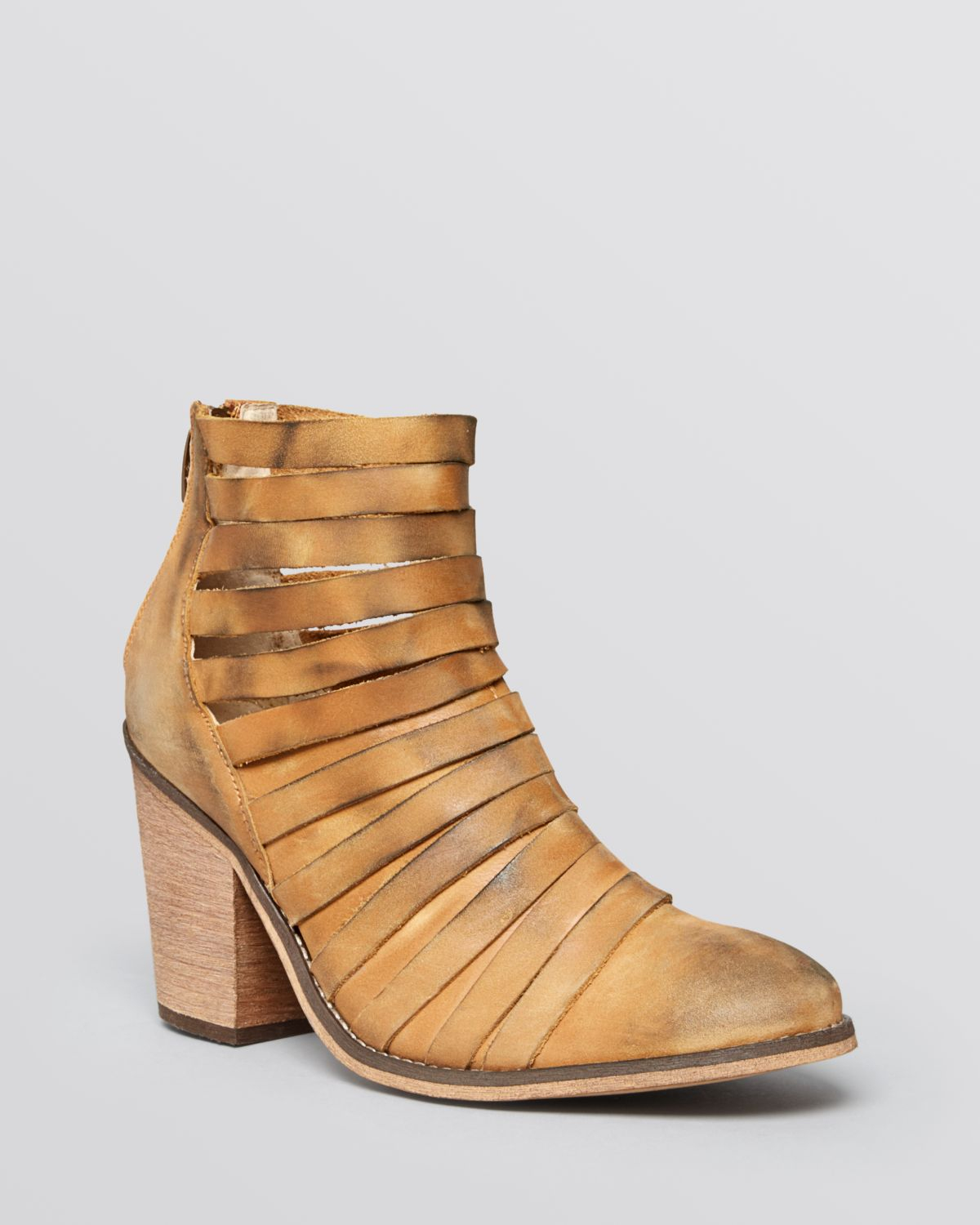 brown booties with small heel