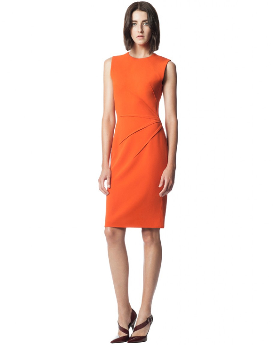 Narciso Rodriguez Fitted Dress With Contoured Sides in Orange | Lyst