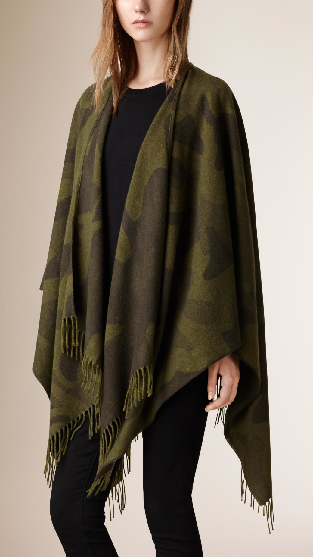 Lyst - Burberry Camouflage Cashmere Cape in Green