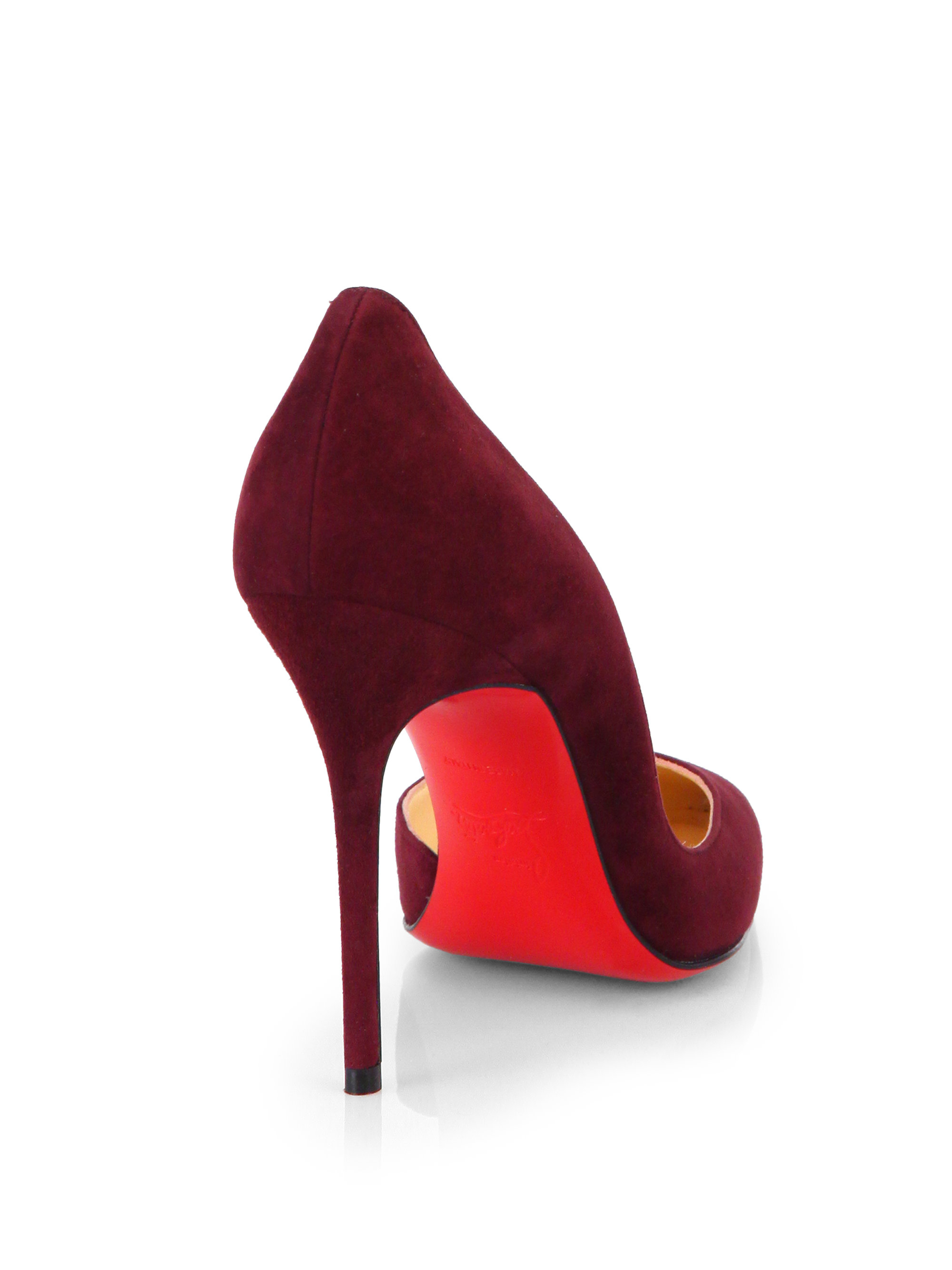 Christian louboutin Iriza 100 Suede Dorsay Pumps in Red (BURGUNDY ...