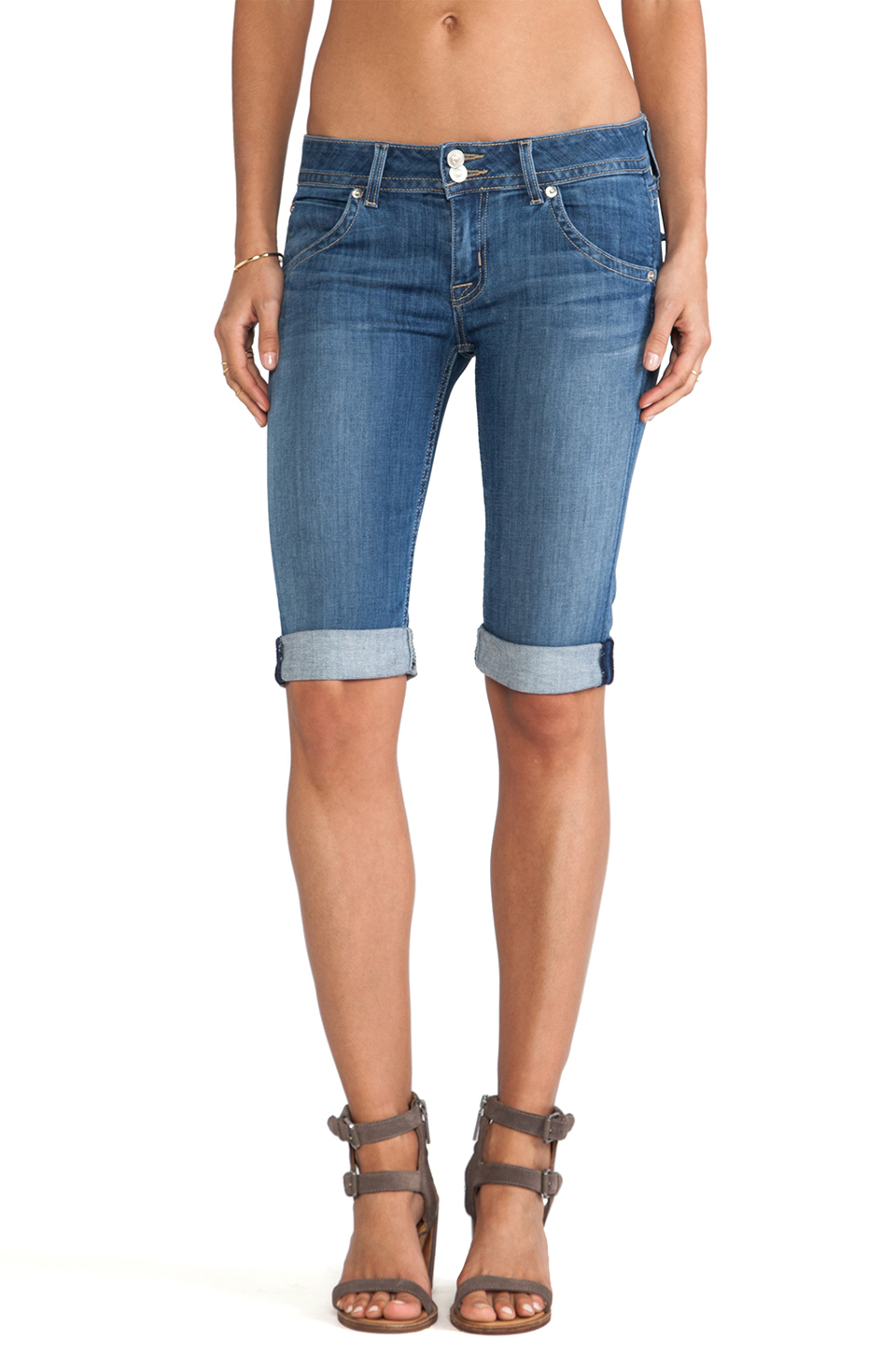 Lyst - Hudson Jeans Palerme Knee Short in Blue