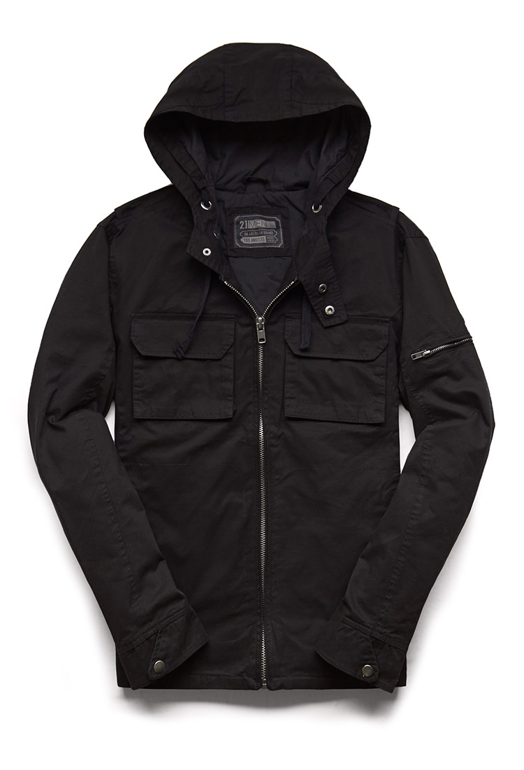 Lyst - Forever 21 Hooded Cargo Jacket in Black for Men