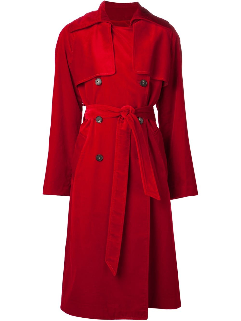 Rosie Assoulin Velvet Trench Coat in Red | Lyst