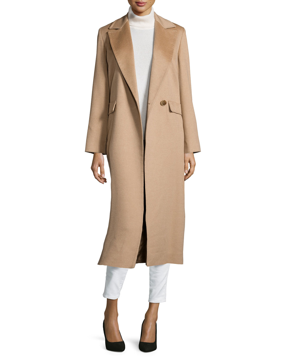 Sofia cashmere Long Wrap Camel-hair Coat in Natural | Lyst