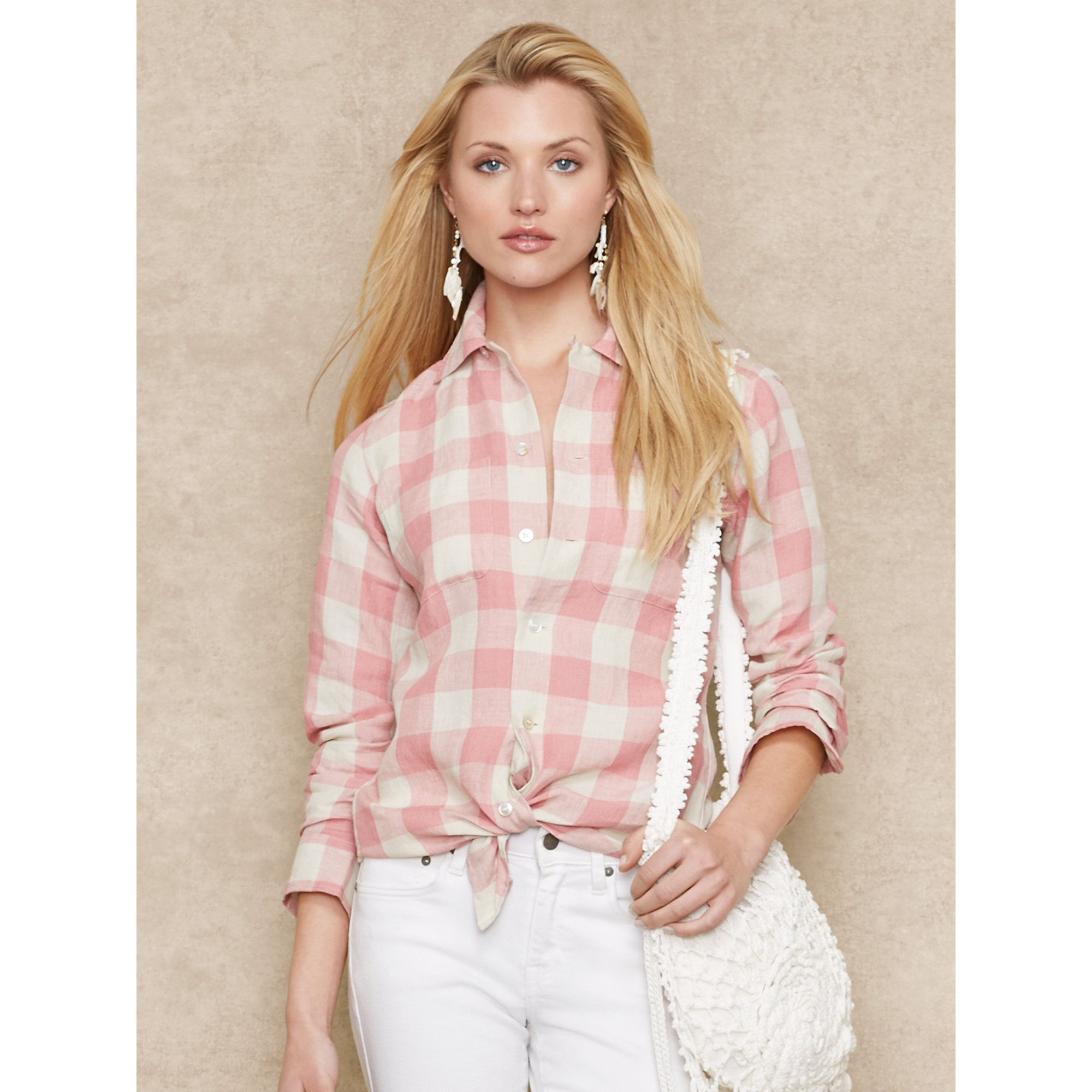 pink gingham womens shirt