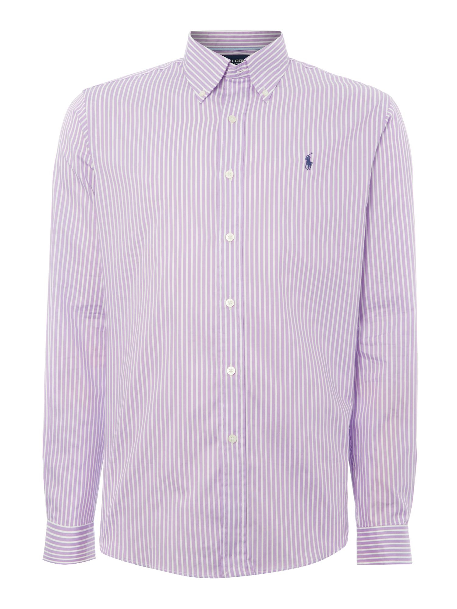 Ralph Lauren Golf Custom Fit Long Sleeve Oxford Stripe Shirt in Purple ...