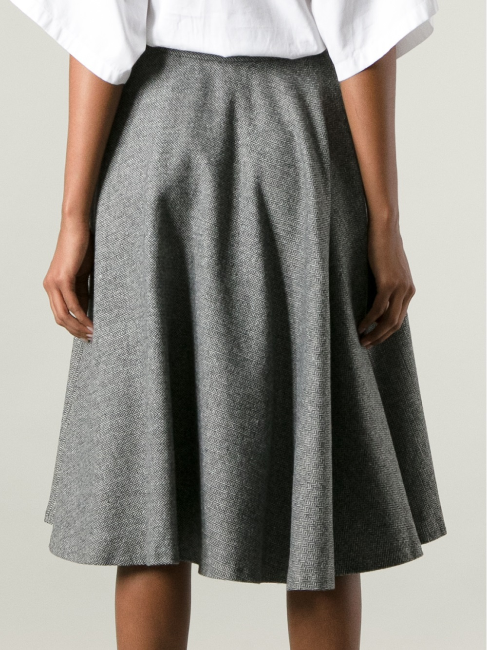 Msgm Herringbone Aline Skirt in Gray | Lyst