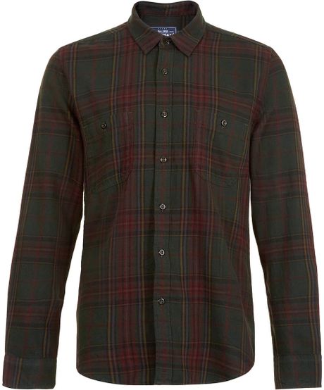 Topman Faded Green Tartan Long Sleeve Flannel Shirt in Green for Men | Lyst