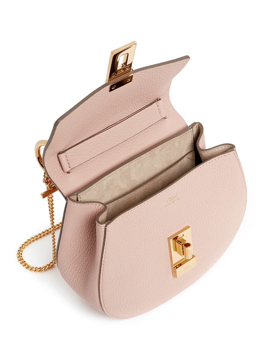 blue chloe handbag - Chlo \u0026#39;drew\u0026#39; Mini Grainy Leather Shoulder Bag in Pink (CEMENT PINK ...