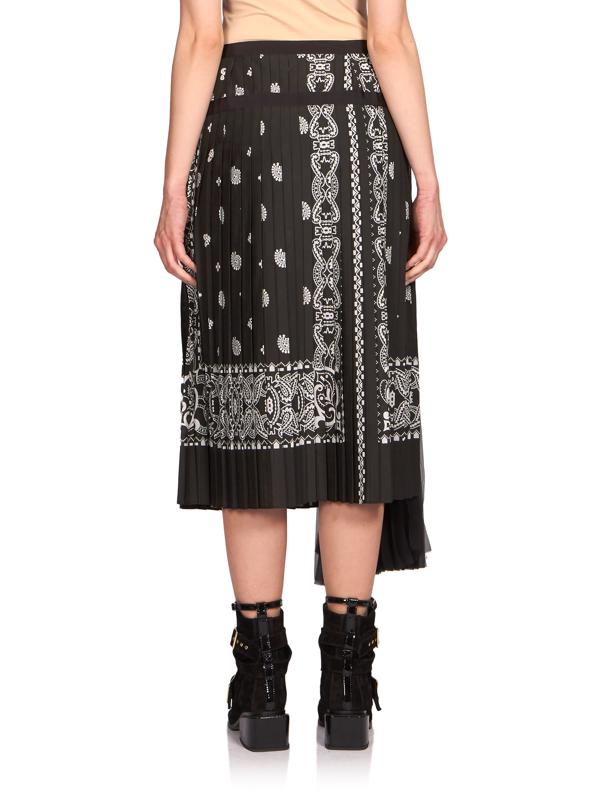 Sacai Asymmetrical Bandana-print Skirt in Black | Lyst