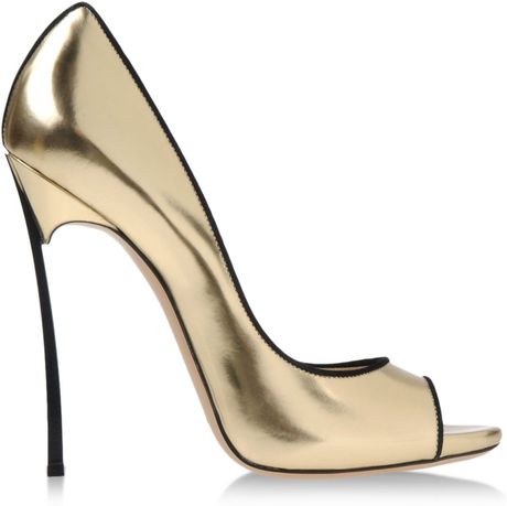 Casadei Pumps With Open Toe in Gold | Lyst