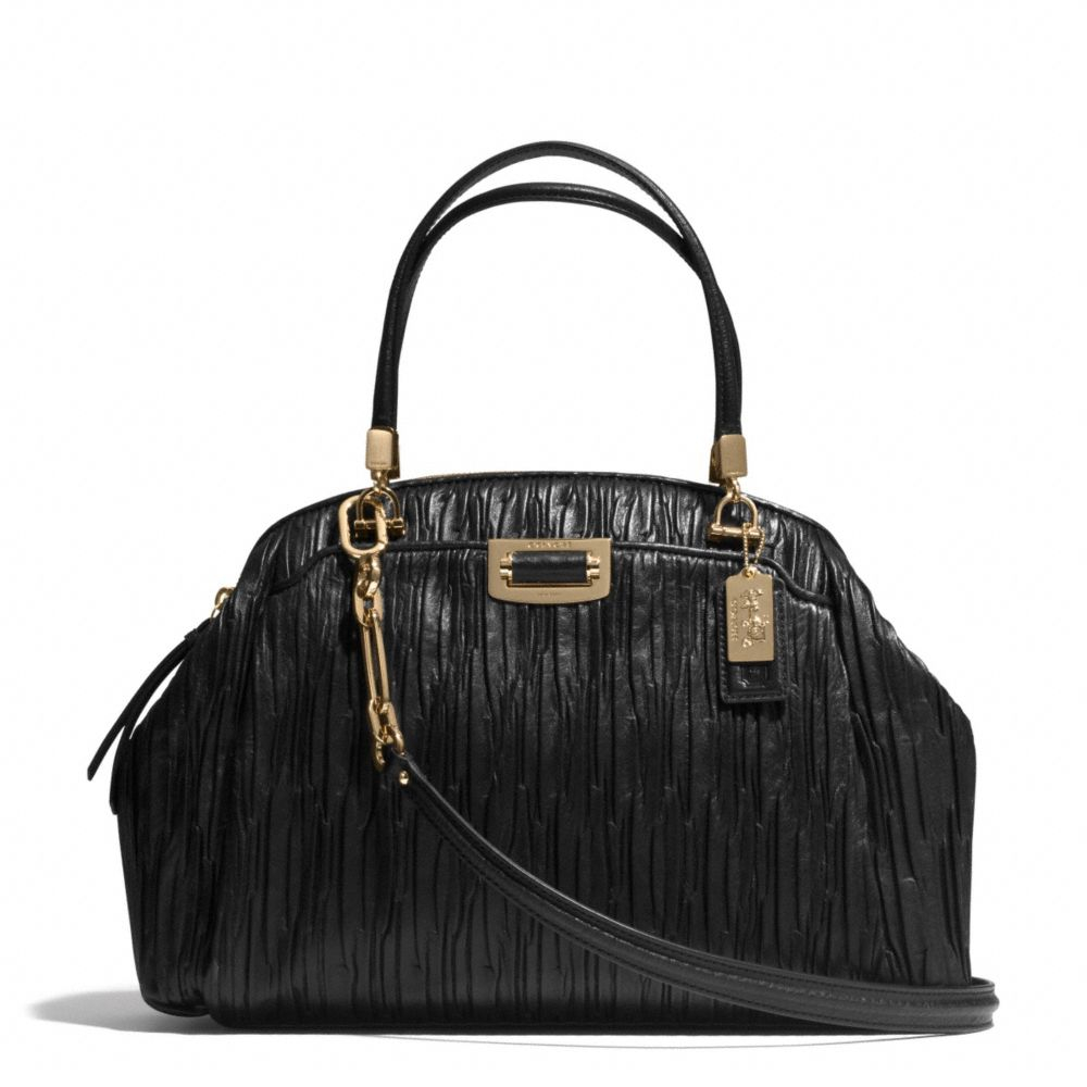 Coach Madison Domed Satchel in Gathered Leather in Black (LI/BLACK) | Lyst