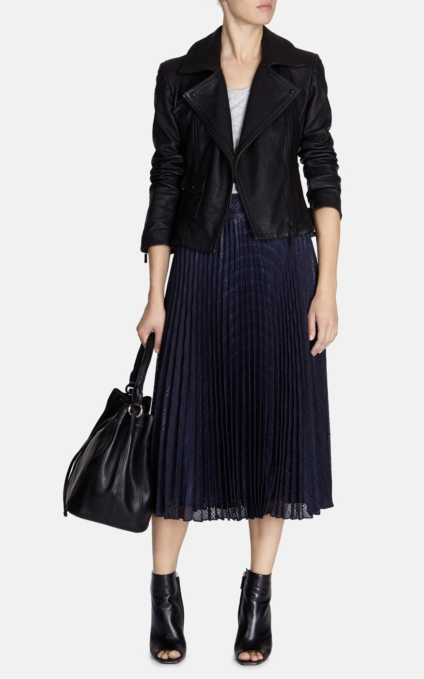Karen Millen Check Lace Midi Skirt in Blue Lyst